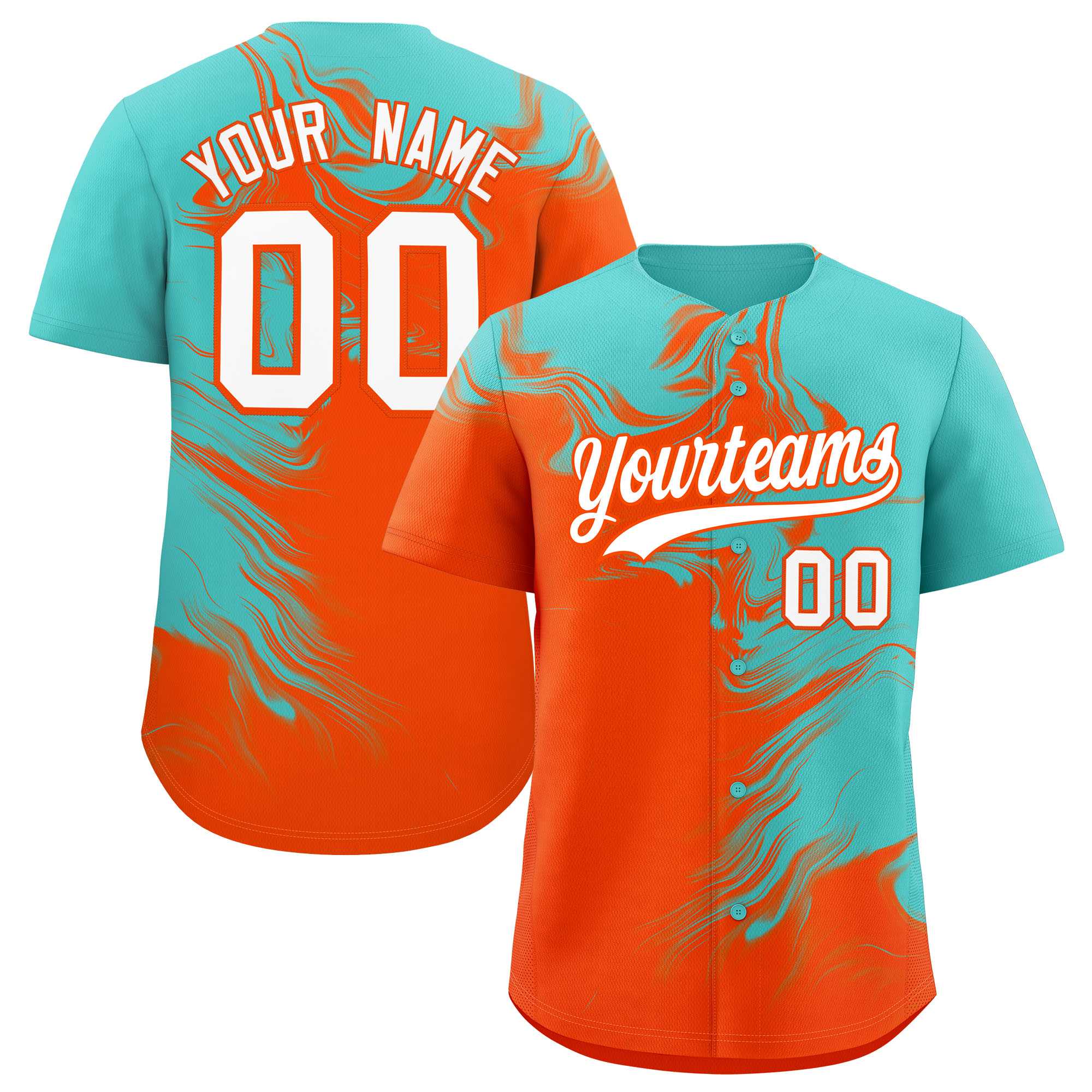 Custom Bright Green Orange Personalized Ink Pattern Authentic Baseball Jersey| KXKSHOP