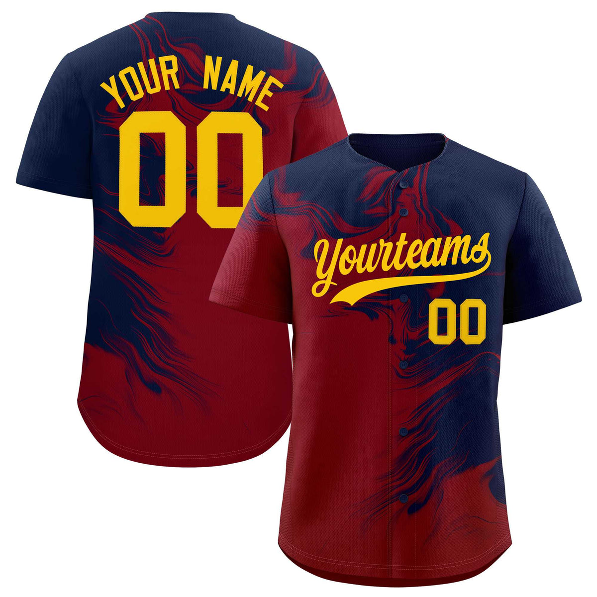 Custom Navy Crimson Personalized Ink Pattern Authentic Baseball Jersey| KXKSHOP