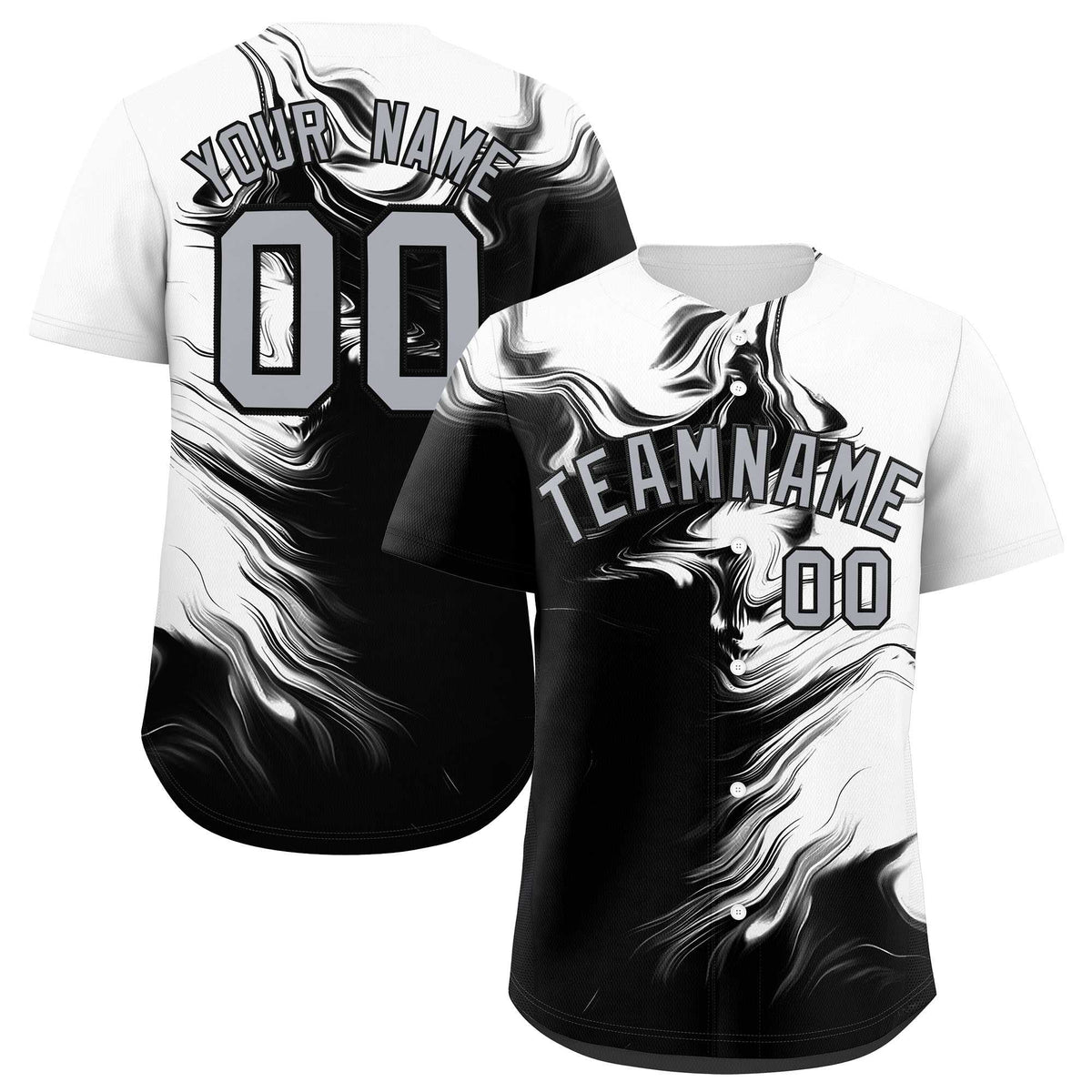 Custom White Black Personalized Ink Pattern Authentic Baseball Jersey| KXKSHOP
