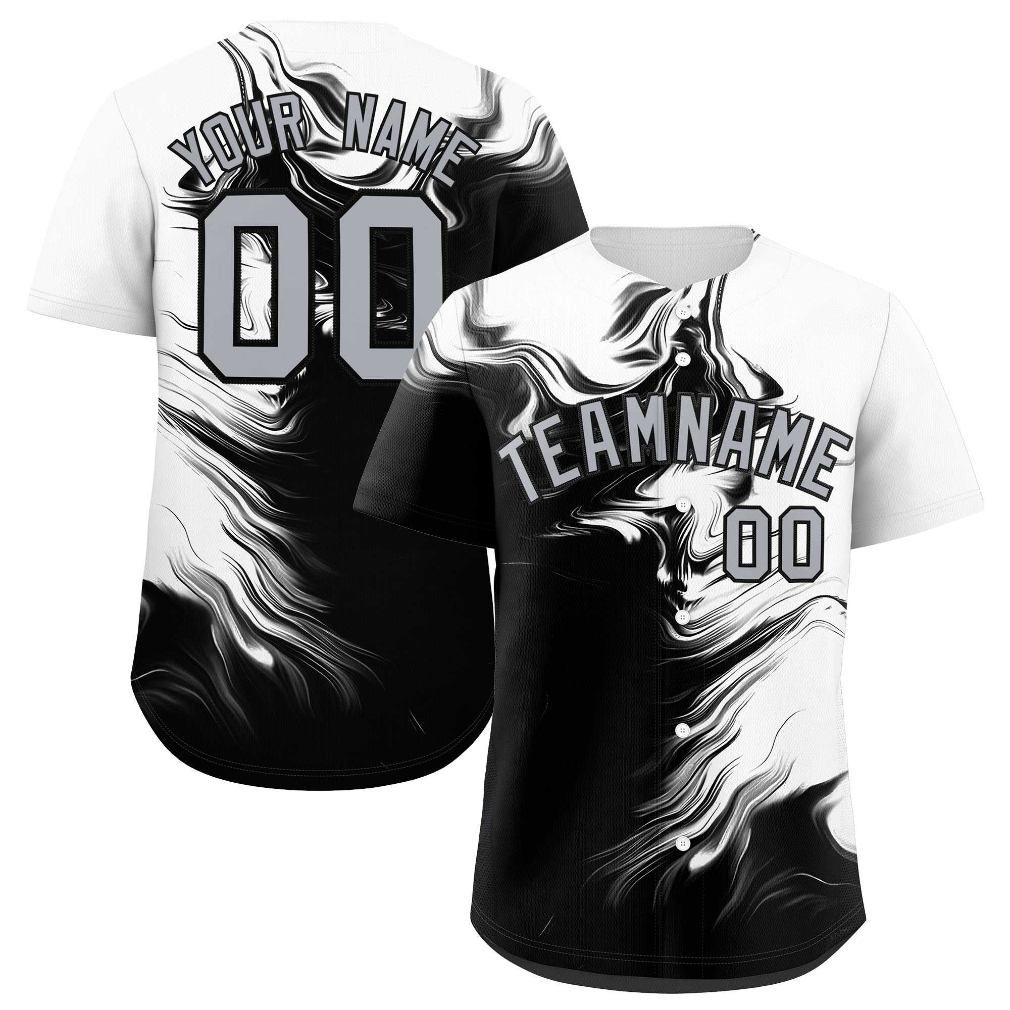 Custom White Black Personalized Ink Pattern Authentic Baseball Jersey| KXKSHOP
