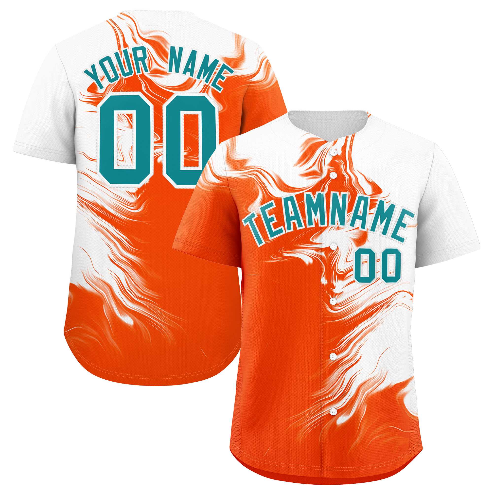 Custom White Orange Personalized Ink Pattern Authentic Baseball Jersey| KXKSHOP