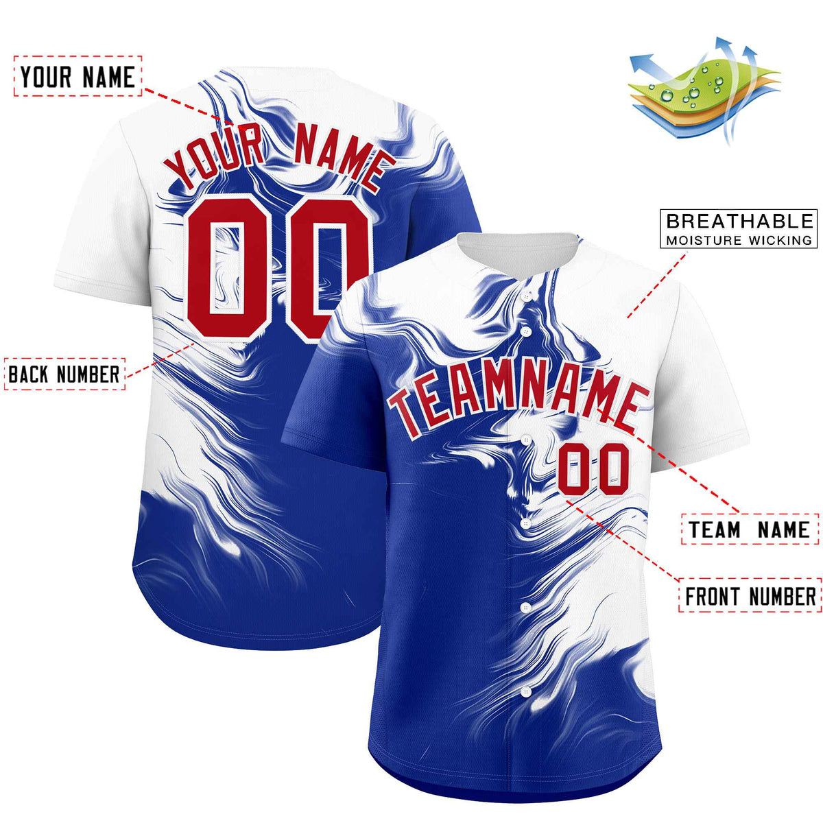 Custom White Royal Personalized Ink Pattern Authentic Baseball Jersey| KXKSHOP