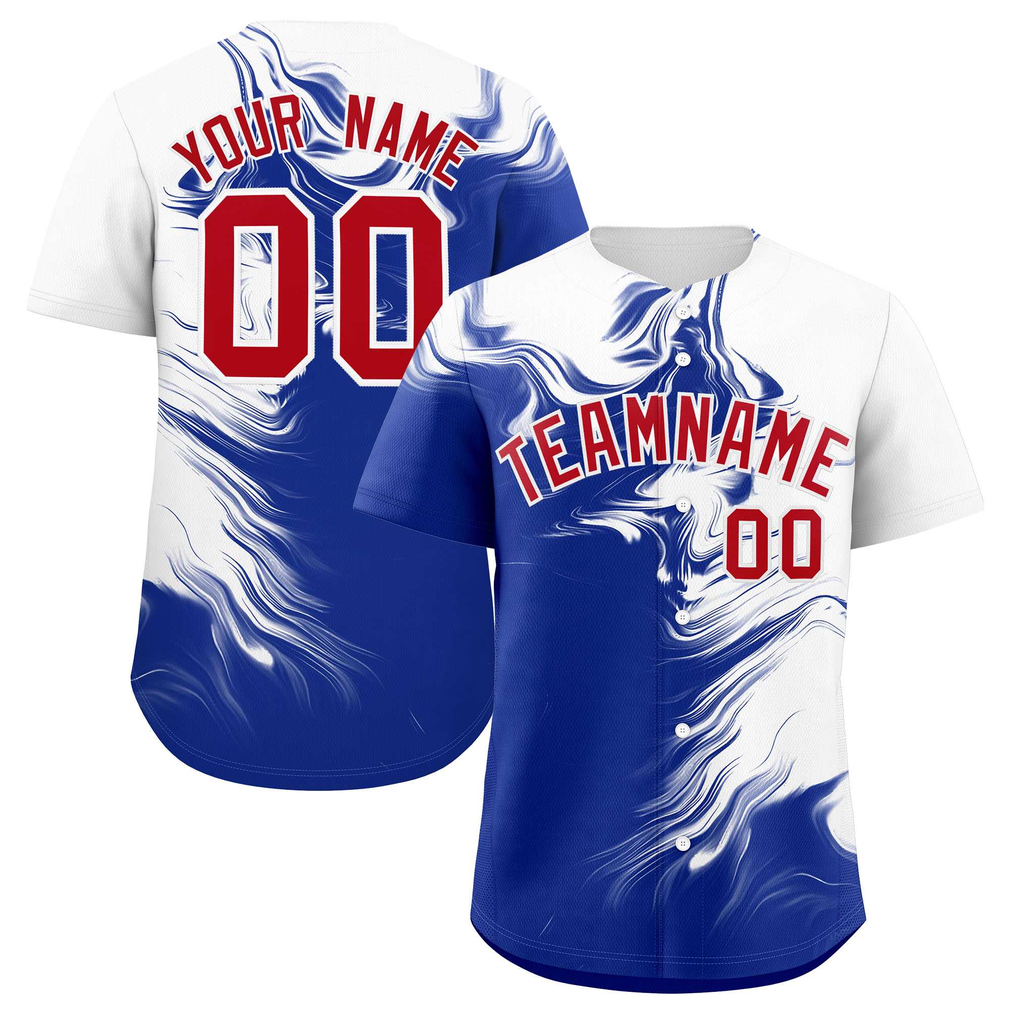 Custom White Royal Personalized Ink Pattern Authentic Baseball Jersey| KXKSHOP