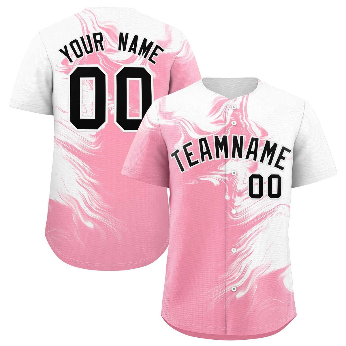 Custom White Light Pink Personalized Ink Pattern Authentic Baseball Jersey| KXKSHOP