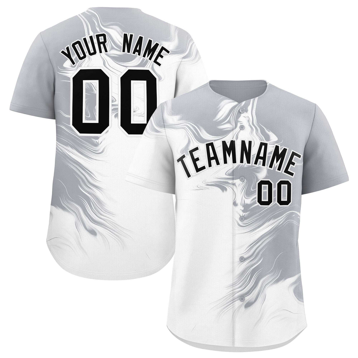 Custom Gray White Personalized Ink Pattern Authentic Baseball Jersey| KXKSHOP
