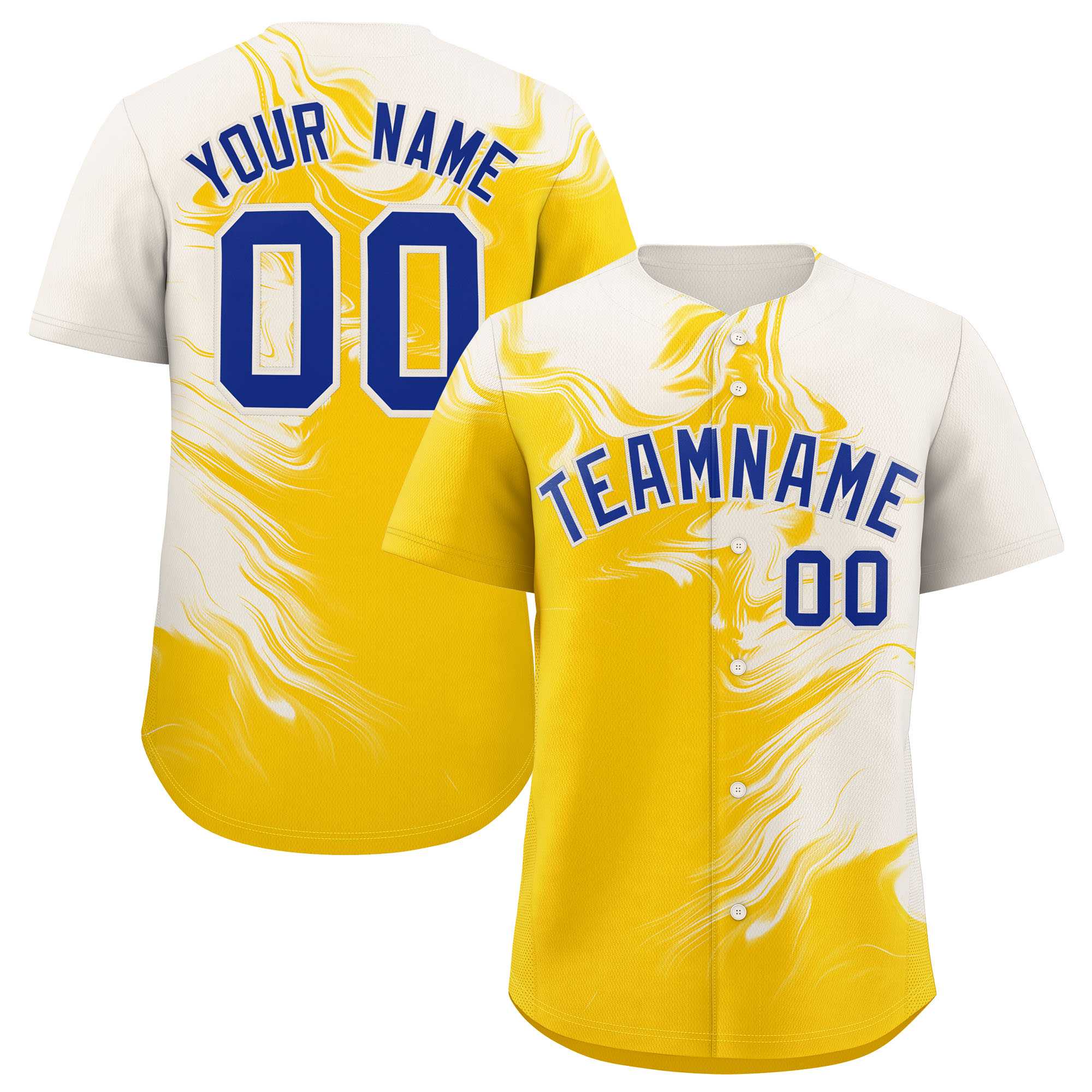 Custom Cream Gold Personalized Ink Pattern Authentic Baseball Jersey| KXKSHOP