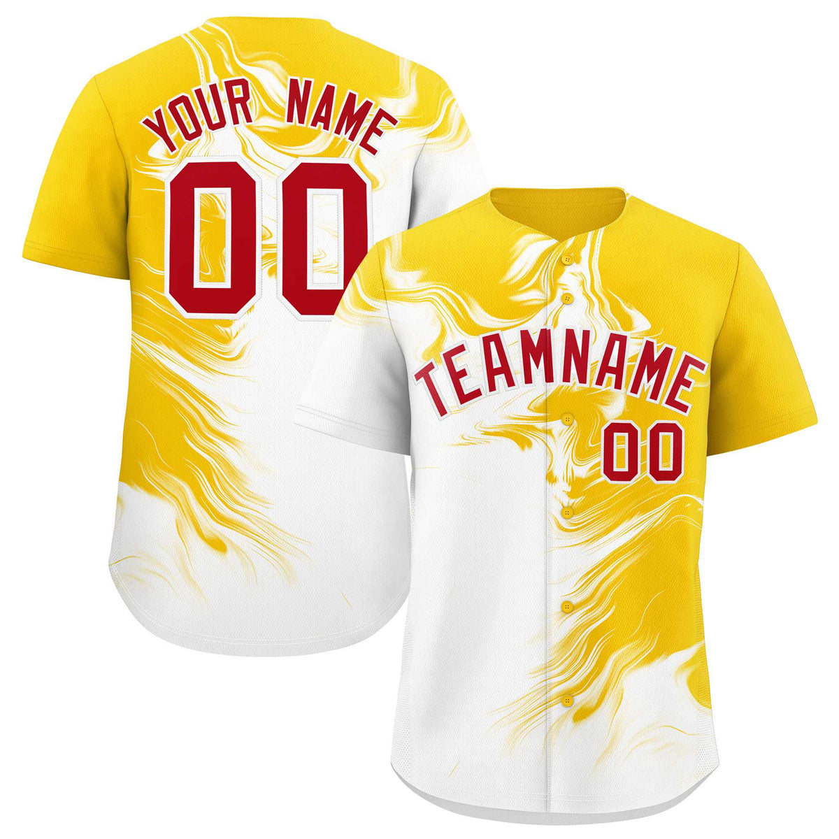 Custom Gold White Personalized Ink Pattern Authentic Baseball Jersey| KXKSHOP