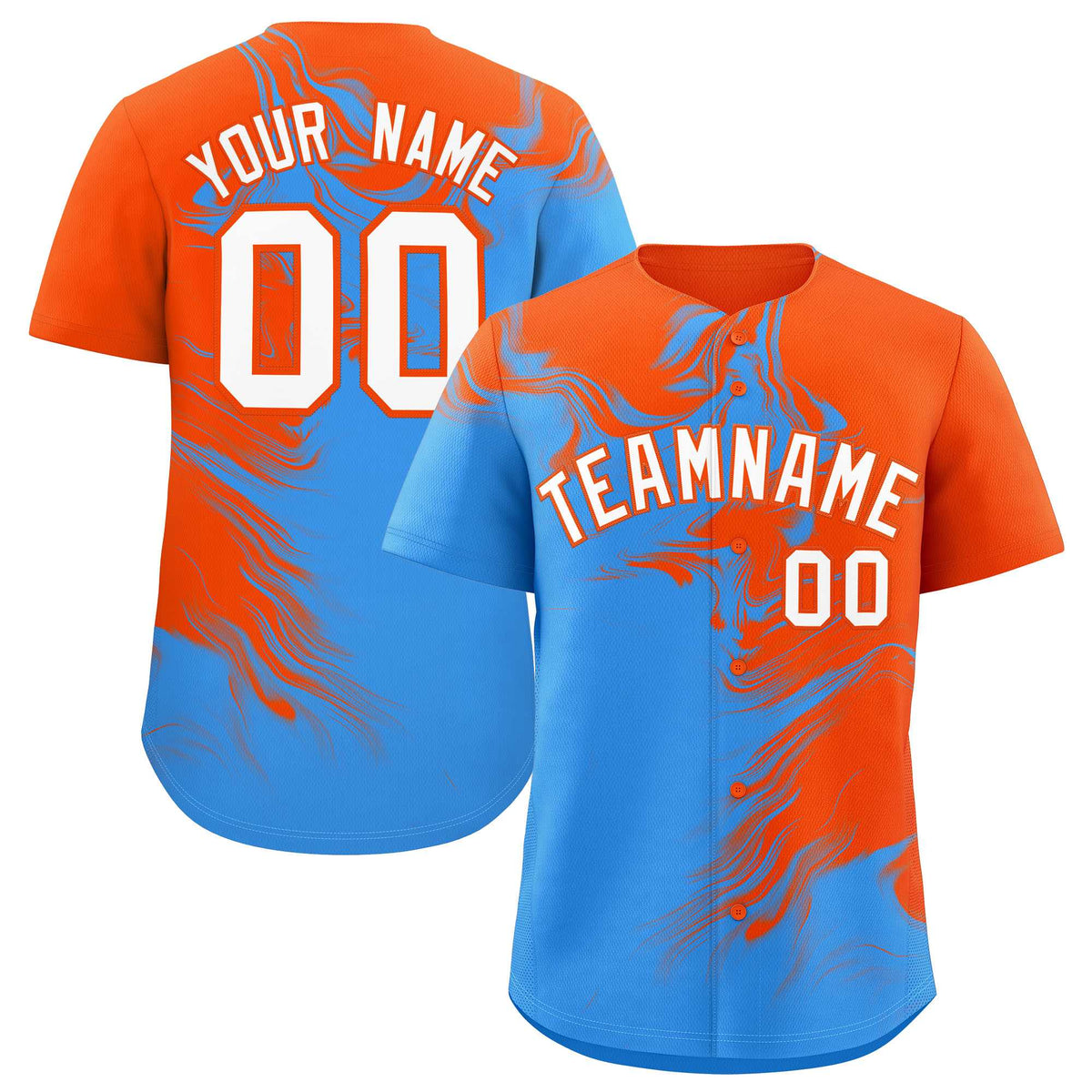 Custom Orange Powder Blue Personalized Ink Pattern Authentic Baseball Jersey| KXKSHOP