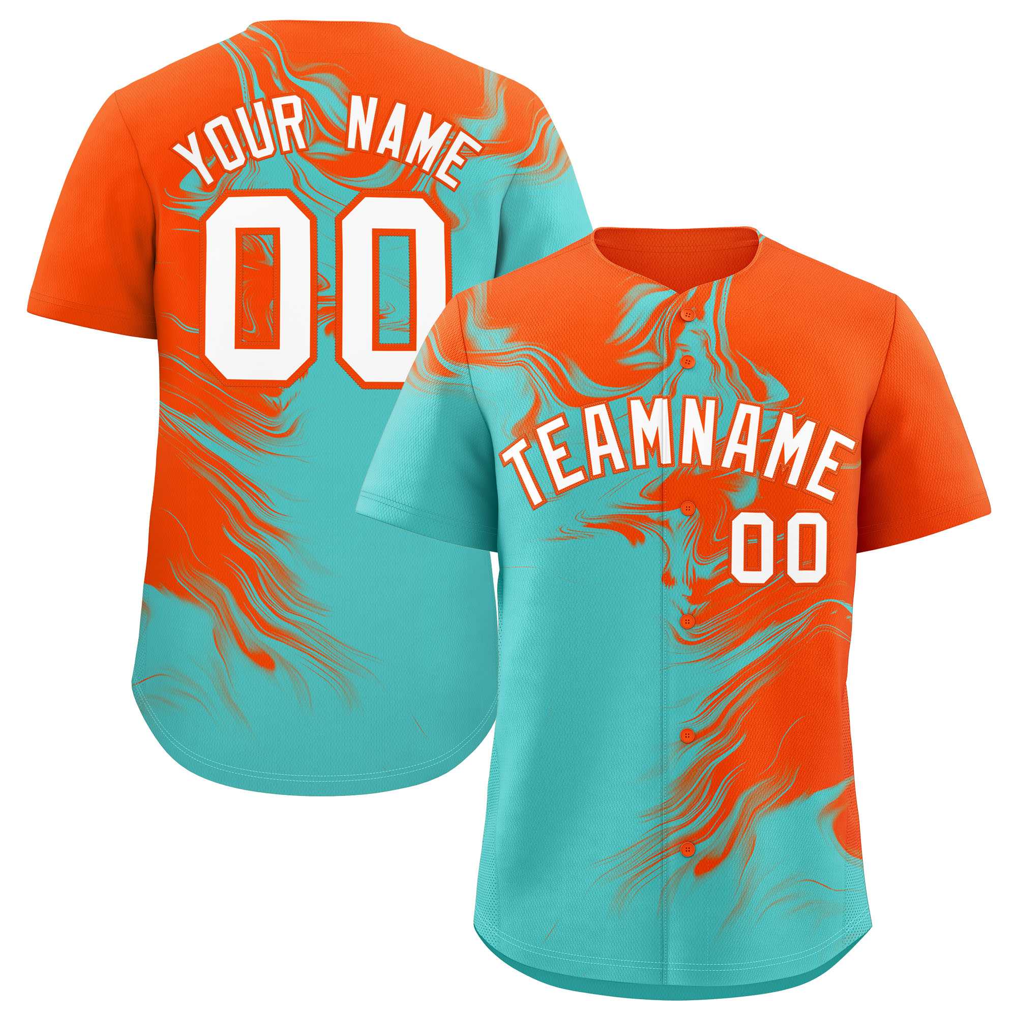 Custom Orange Bright Green Personalized Ink Pattern Authentic Baseball Jersey| KXKSHOP