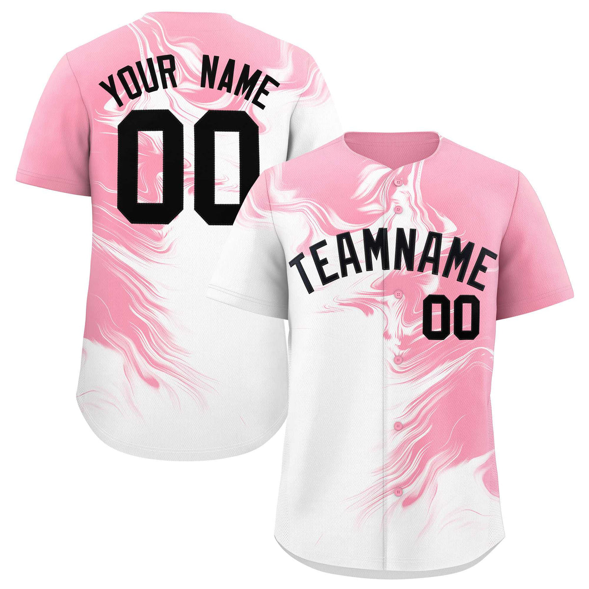 Custom Light Pink White Personalized Ink Pattern Authentic Baseball Jersey| KXKSHOP