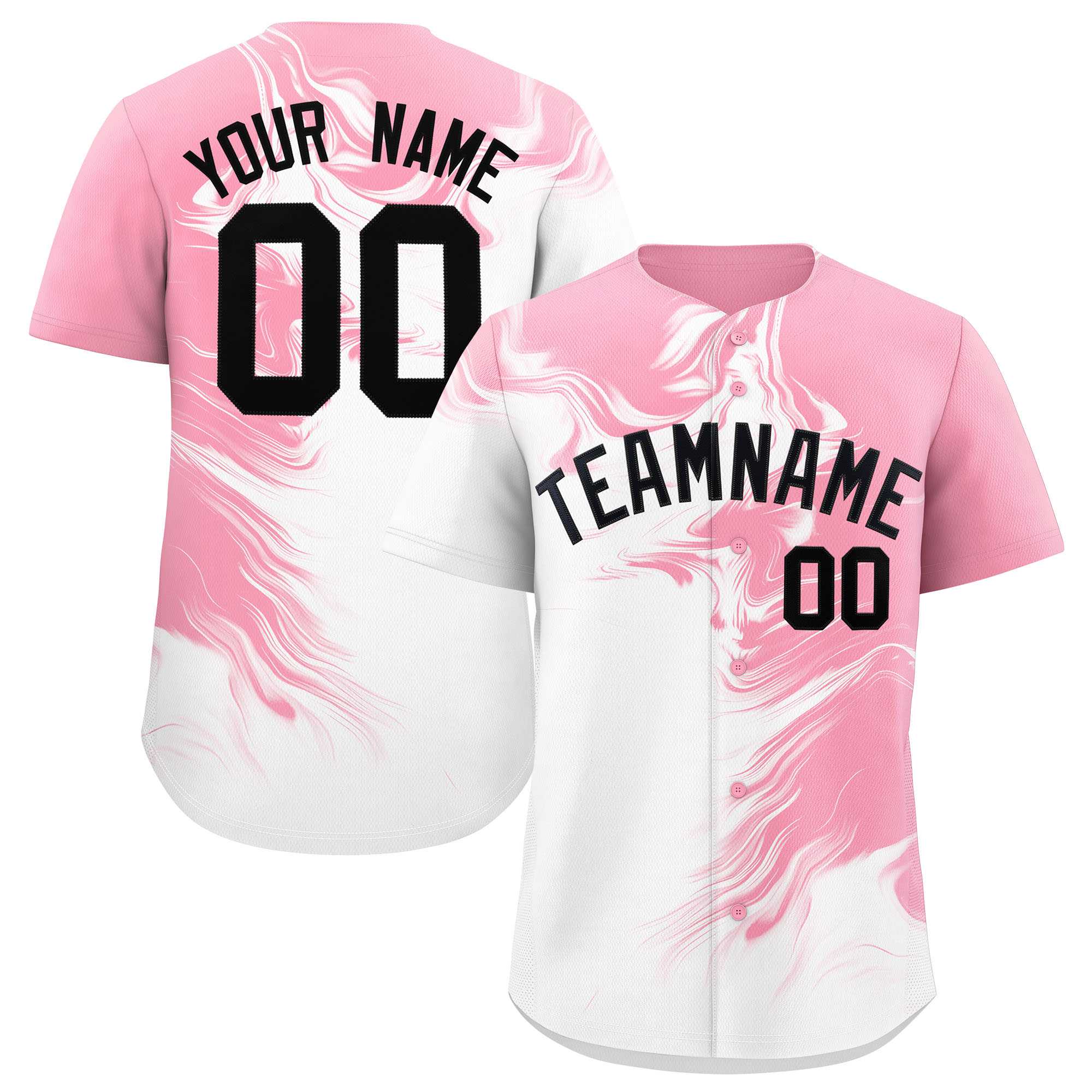 Custom Light Pink White Personalized Ink Pattern Authentic Baseball Jersey| KXKSHOP