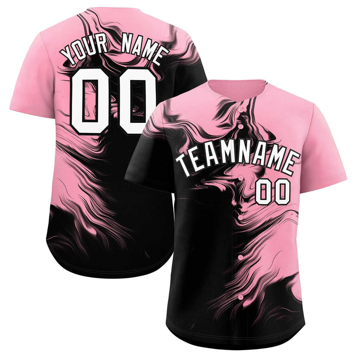 Custom Light Pink Black Personalized Ink Pattern Authentic Baseball Jersey| KXKSHOP