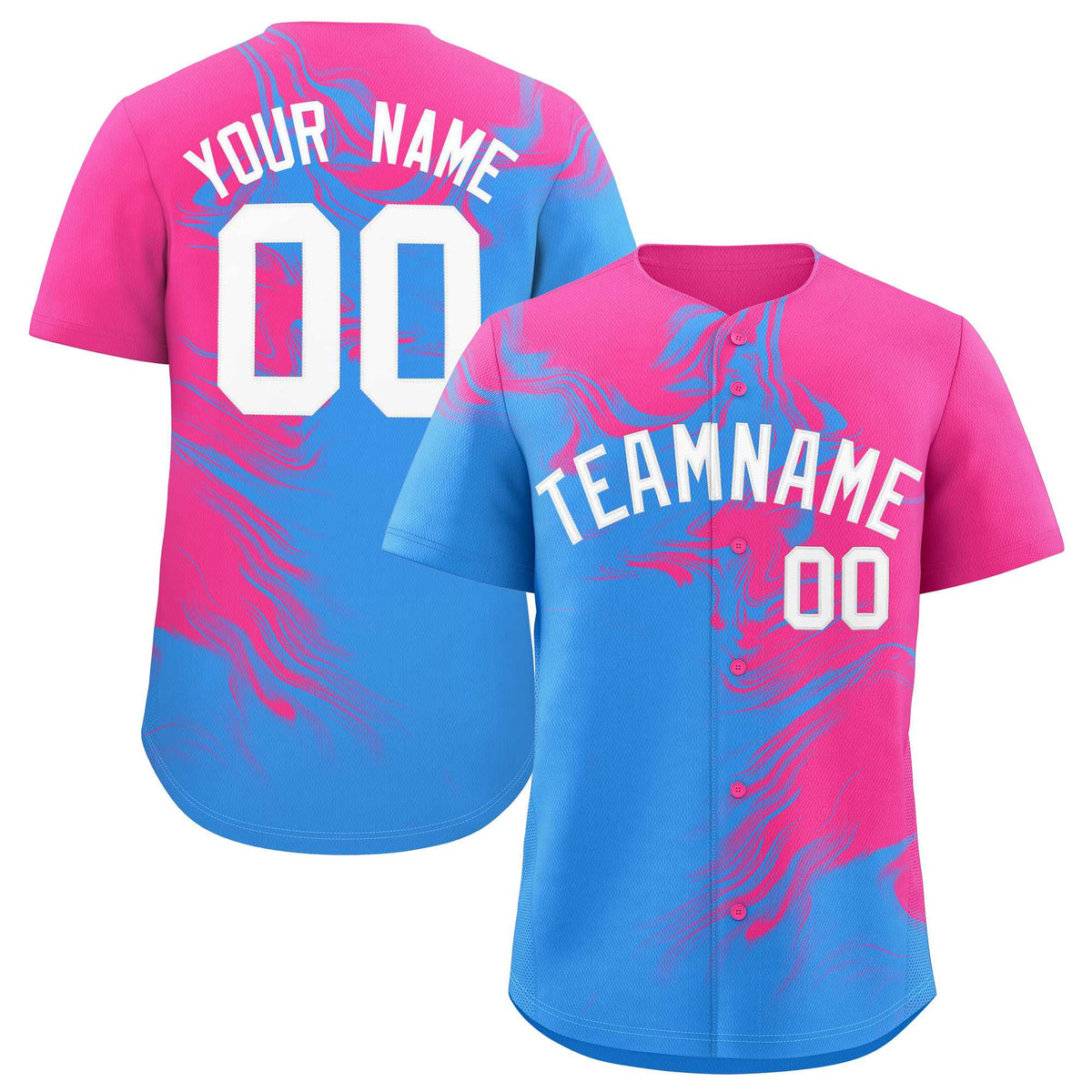 Custom Pink Powder Blue Personalized Ink Pattern Authentic Baseball Jersey| KXKSHOP