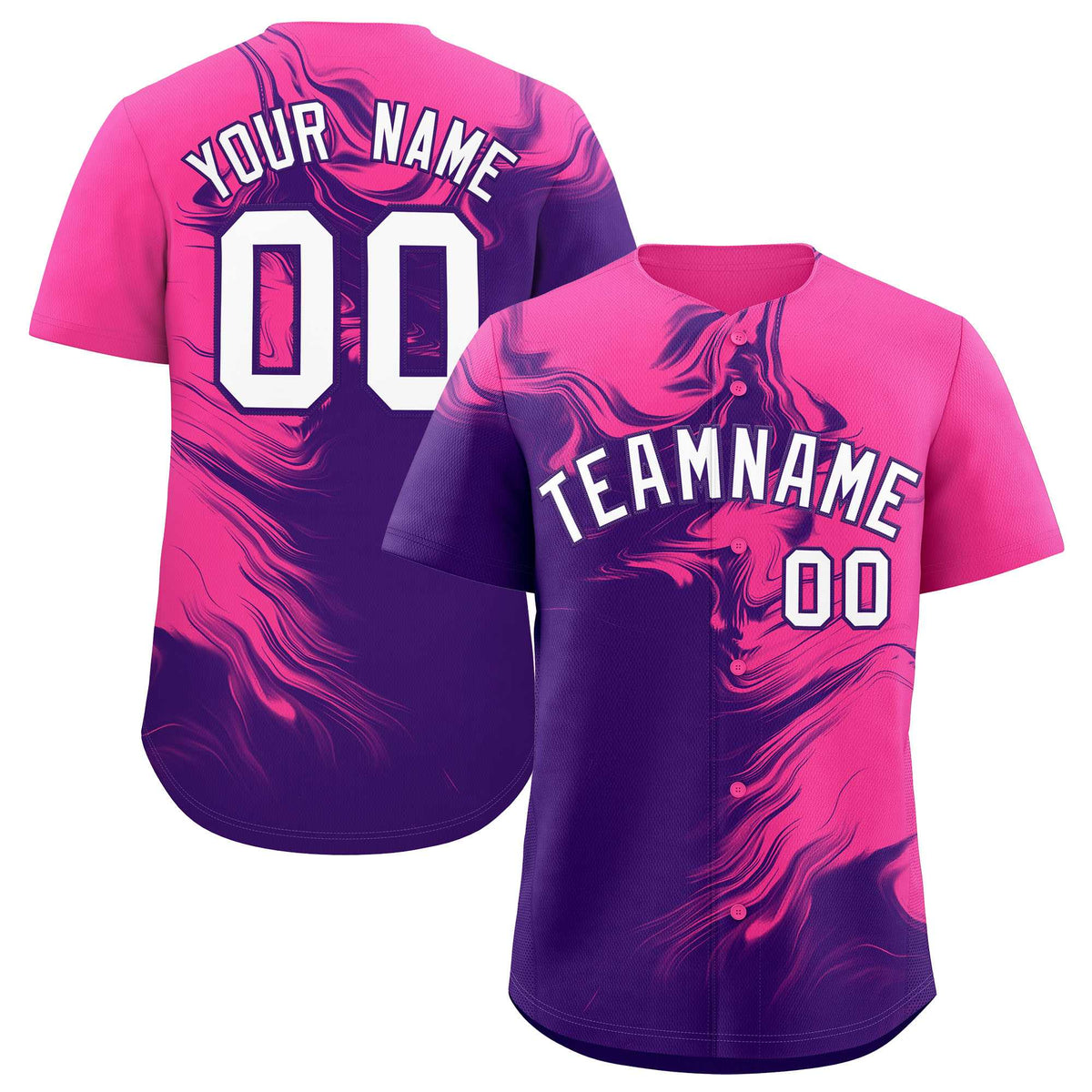 Custom Pink Purple Personalized Ink Pattern Authentic Baseball Jersey| KXKSHOP
