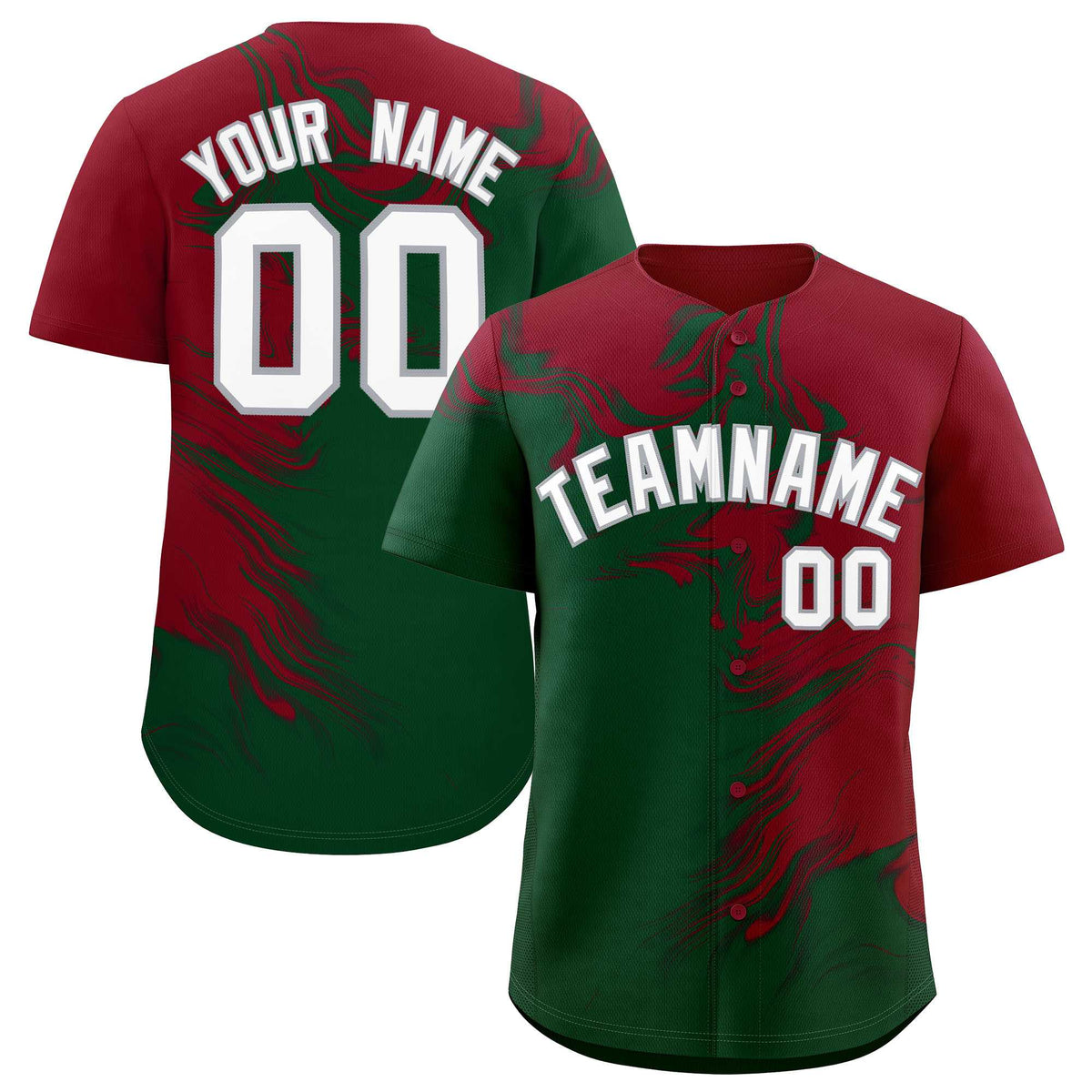 Custom Crimson Green Personalized Ink Pattern Authentic Baseball Jersey| KXKSHOP