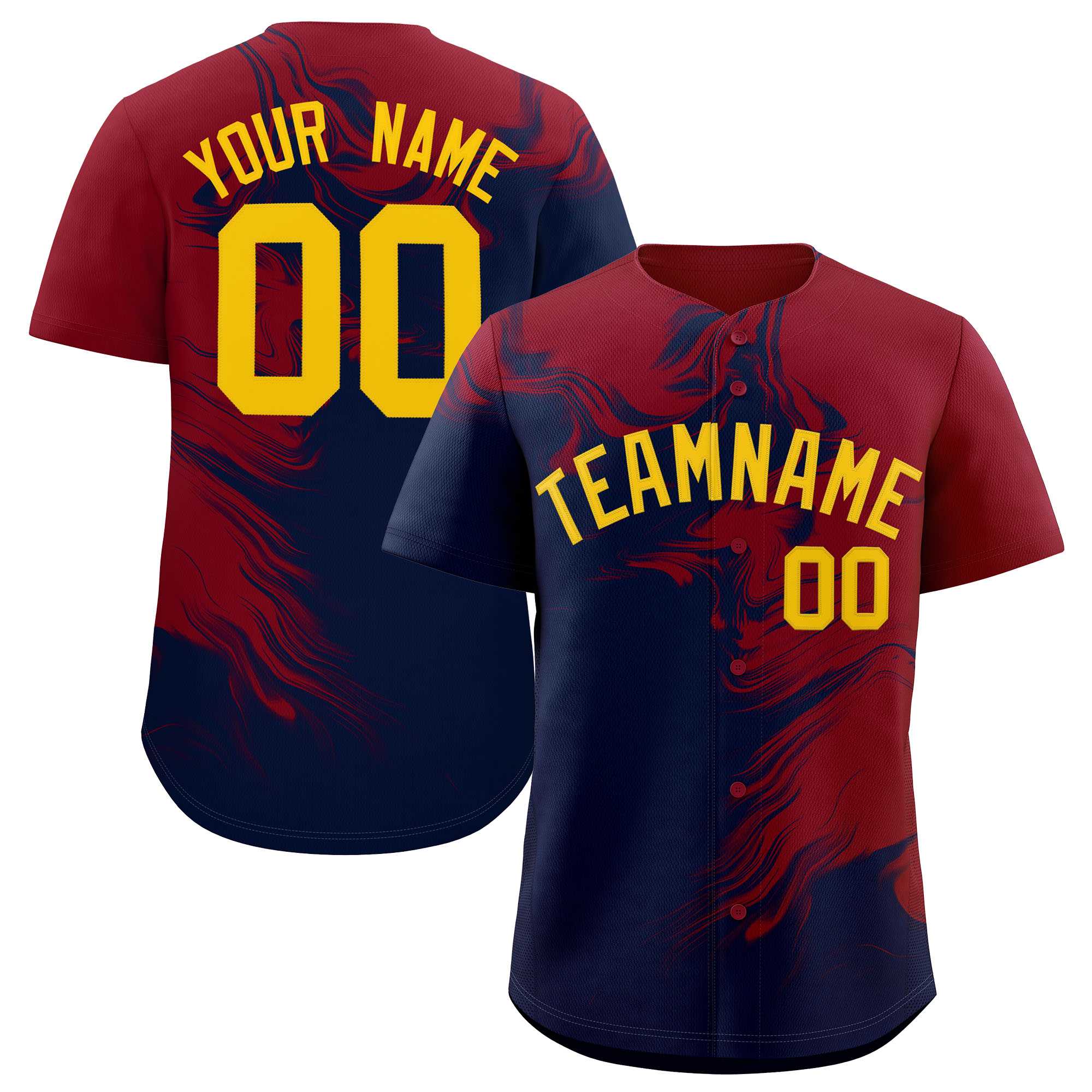 Custom Crimson Navy Personalized Ink Pattern Authentic Baseball Jersey| KXKSHOP