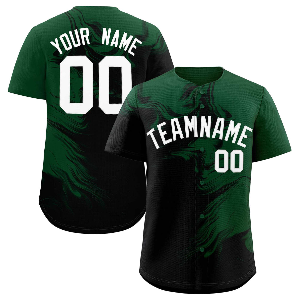 Custom Green Black Personalized Ink Pattern Authentic Baseball Jersey| KXKSHOP