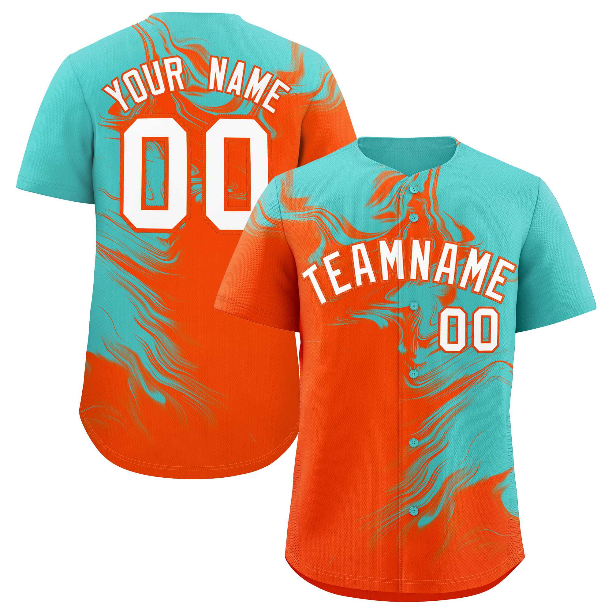 Custom Bright Green Orange Personalized Ink Pattern Authentic Baseball Jersey| KXKSHOP