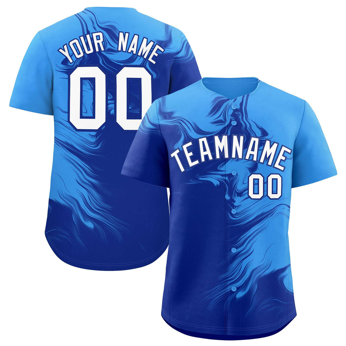 Custom Powder Blue Royal Personalized Ink Pattern Authentic Baseball Jersey| KXKSHOP