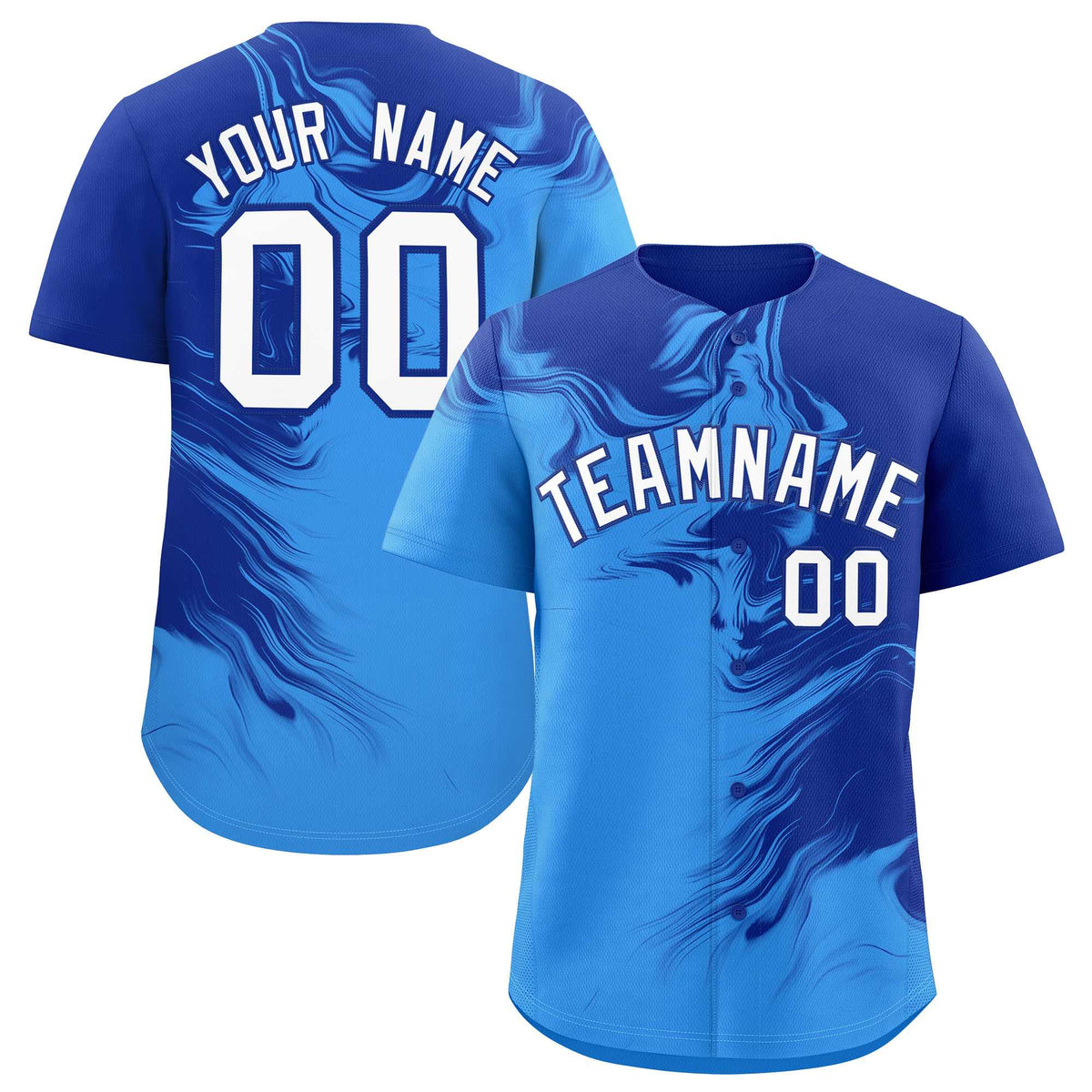Custom Royal Powder Blue Personalized Ink Pattern Authentic Baseball Jersey| KXKSHOP