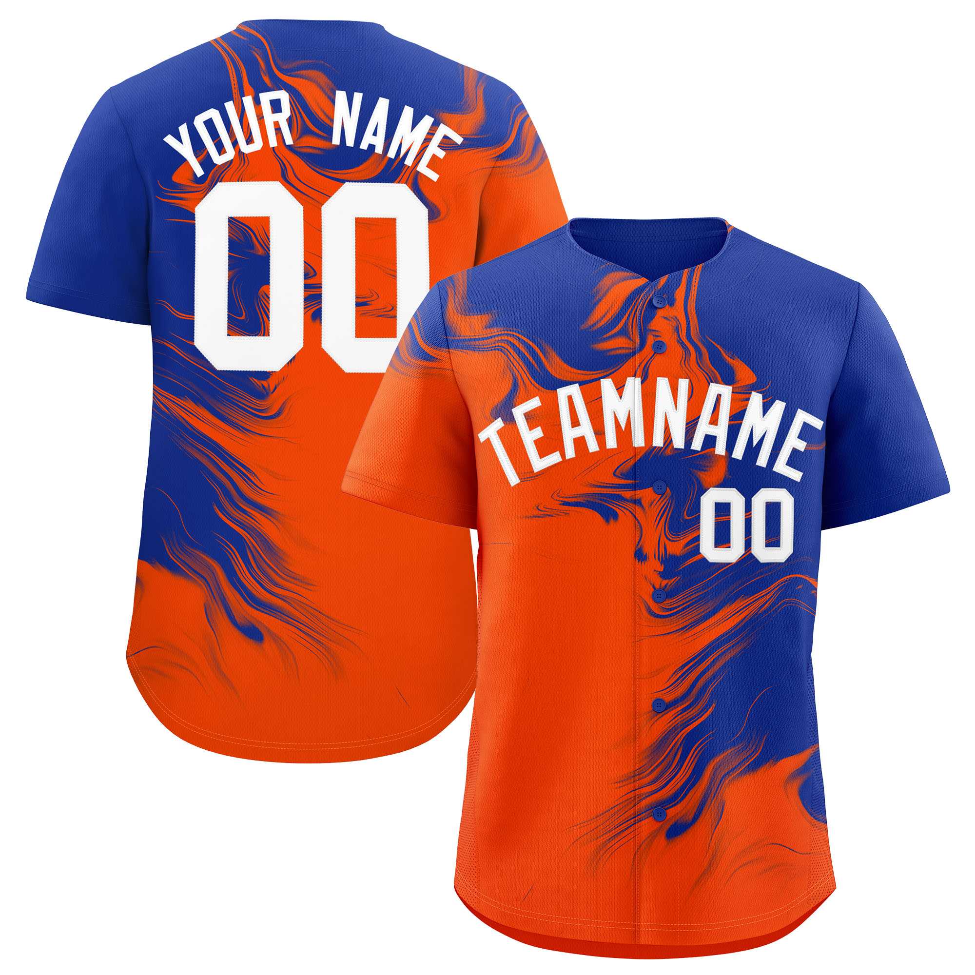 Custom Royal Orange Personalized Ink Pattern Authentic Baseball Jersey| KXKSHOP