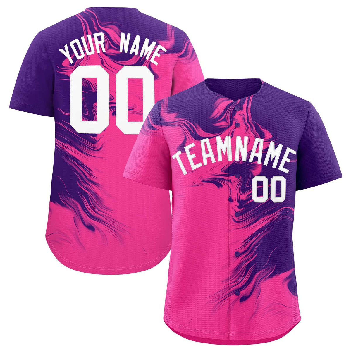 Custom Purple Pink Personalized Ink Pattern Authentic Baseball Jersey| KXKSHOP