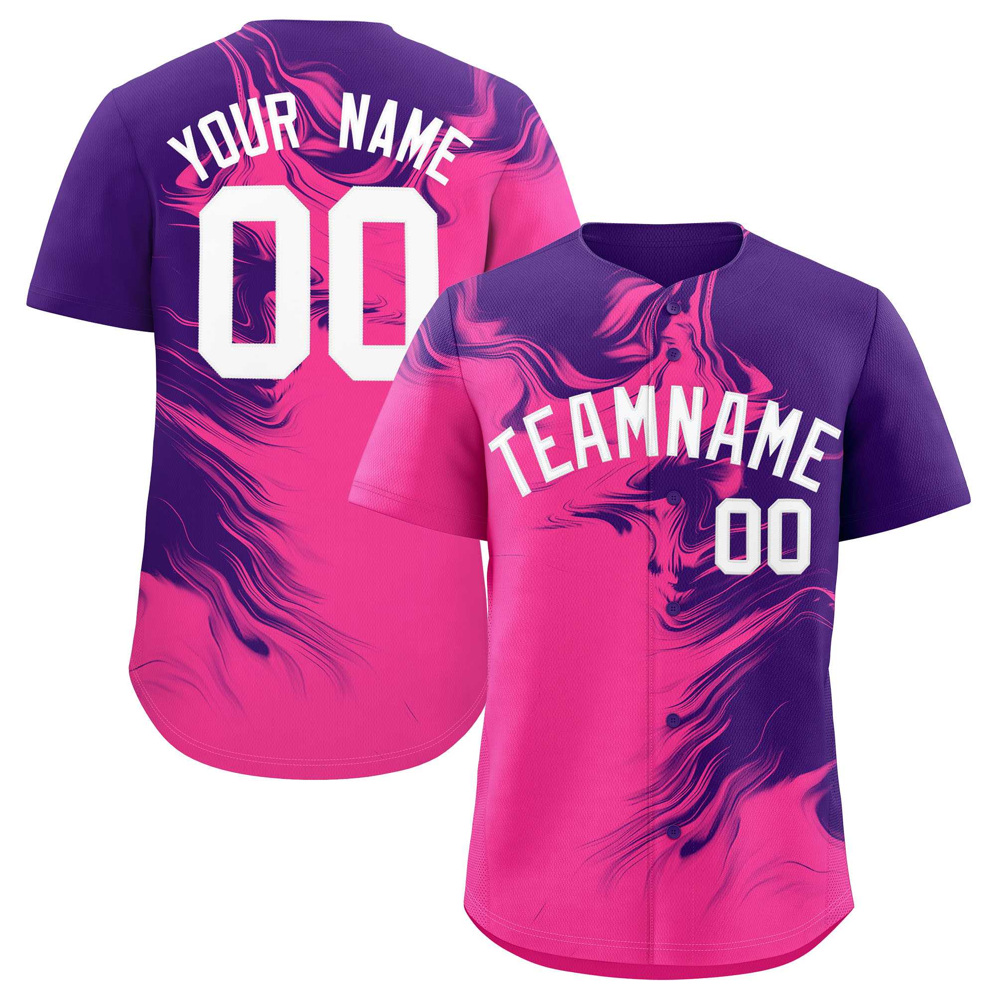 Custom Purple Pink Personalized Ink Pattern Authentic Baseball Jersey| KXKSHOP