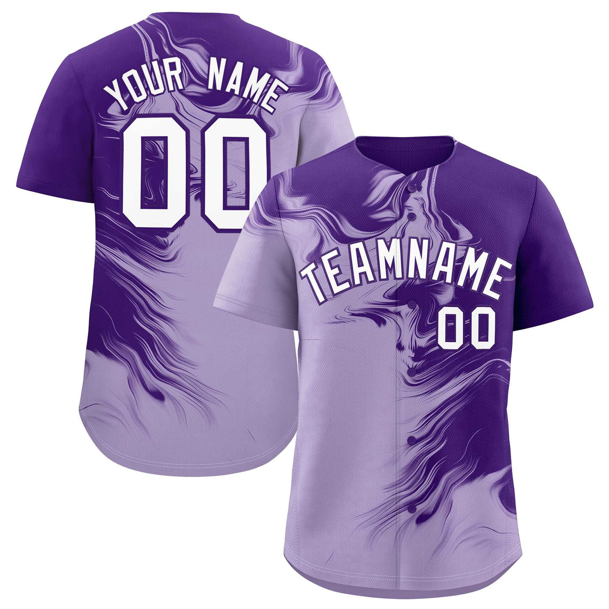 Custom Purple Light Purple Personalized Ink Pattern Authentic Baseball Jersey| KXKSHOP