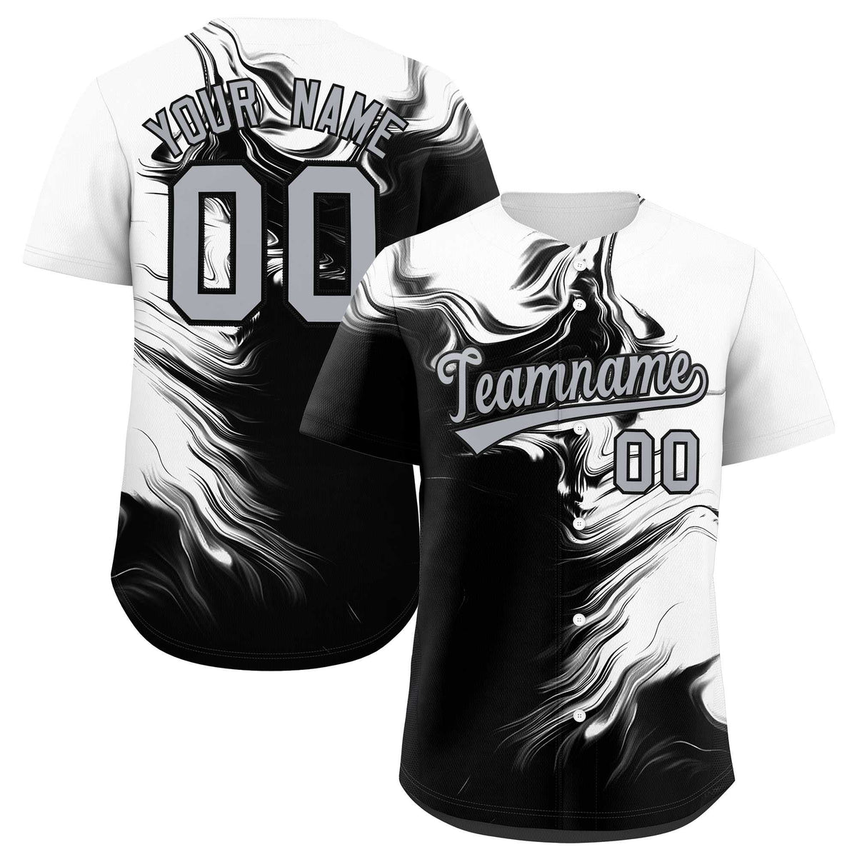 Custom White Black Personalized Ink Pattern Authentic Baseball Jersey| KXKSHOP