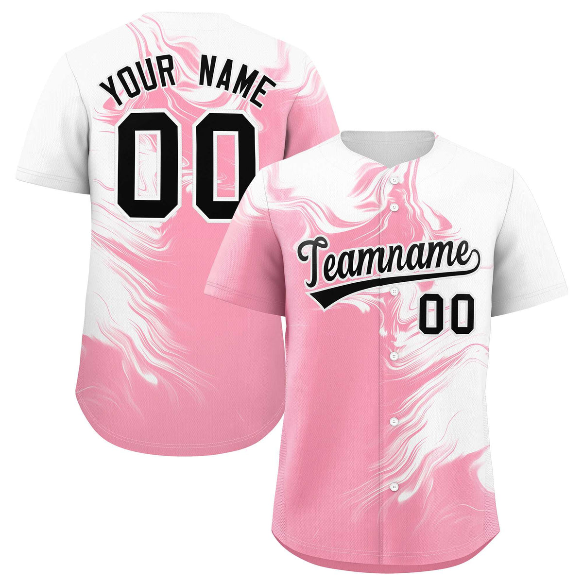 Custom White Light Pink Personalized Ink Pattern Authentic Baseball Jersey| KXKSHOP