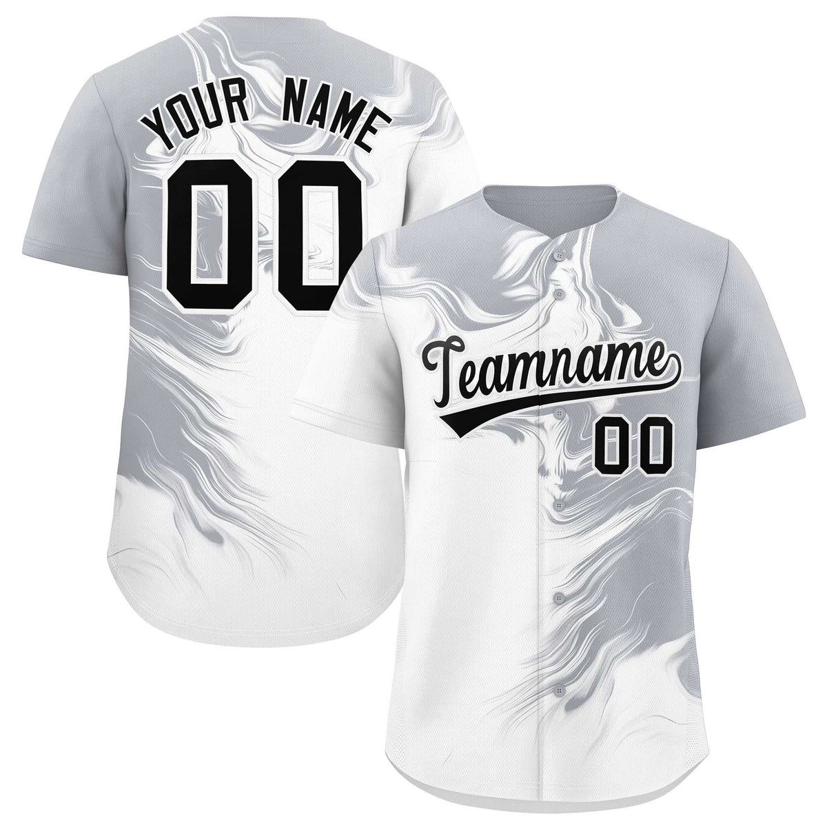 Custom Gray White Personalized Ink Pattern Authentic Baseball Jersey| KXKSHOP