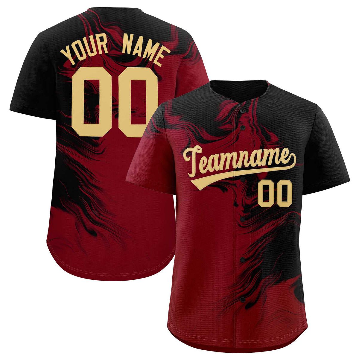 Custom Black Crimson Personalized Ink Pattern Authentic Baseball Jersey| KXKSHOP