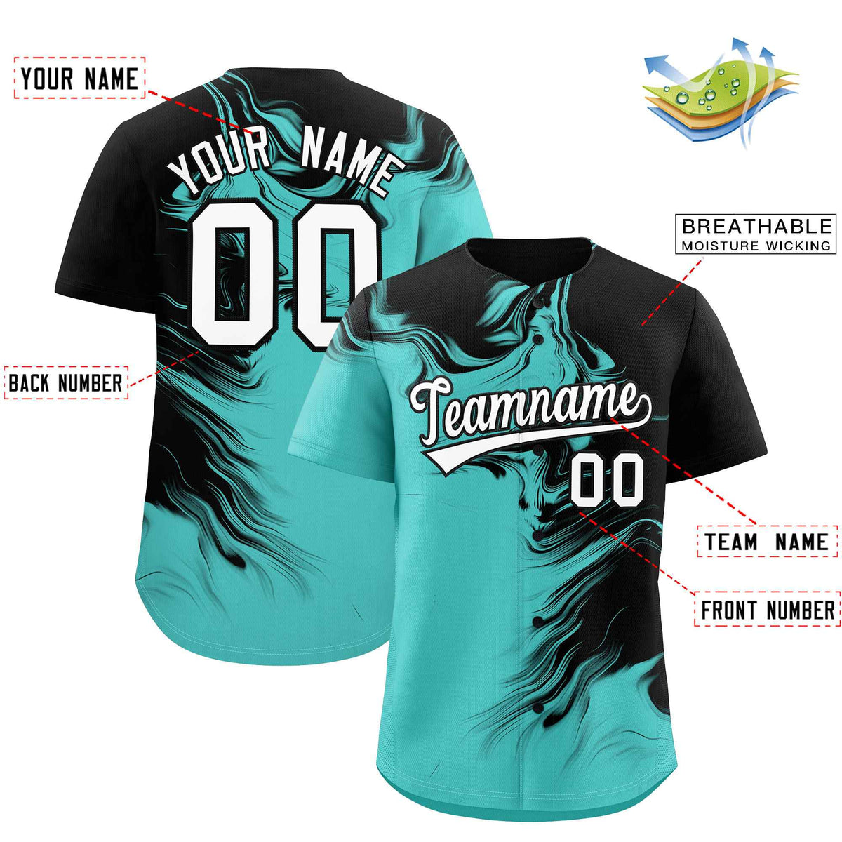 Custom Black Bright Green Personalized Ink Pattern Authentic Baseball Jersey| KXKSHOP