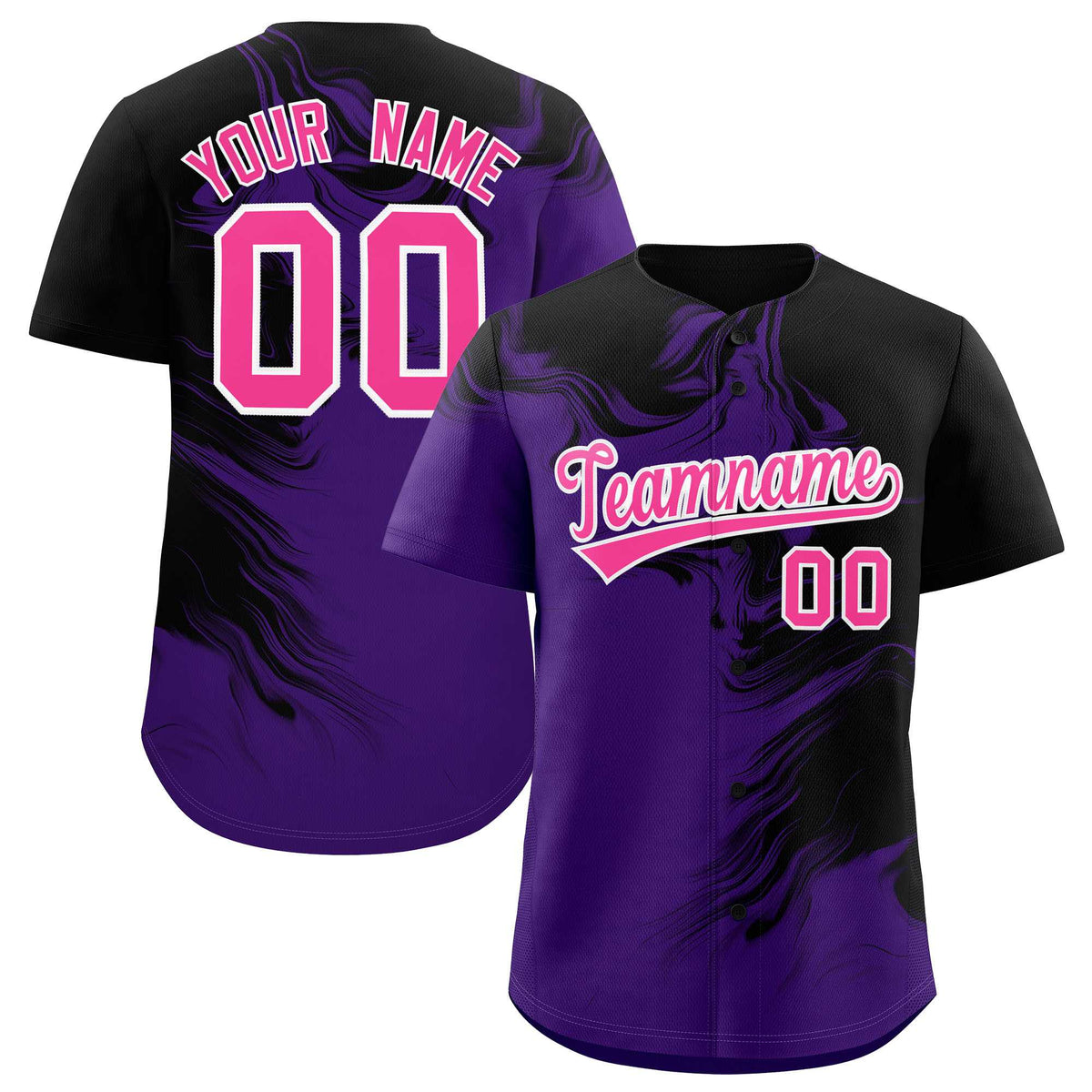 Custom Black Purple Personalized Ink Pattern Authentic Baseball Jersey| KXKSHOP