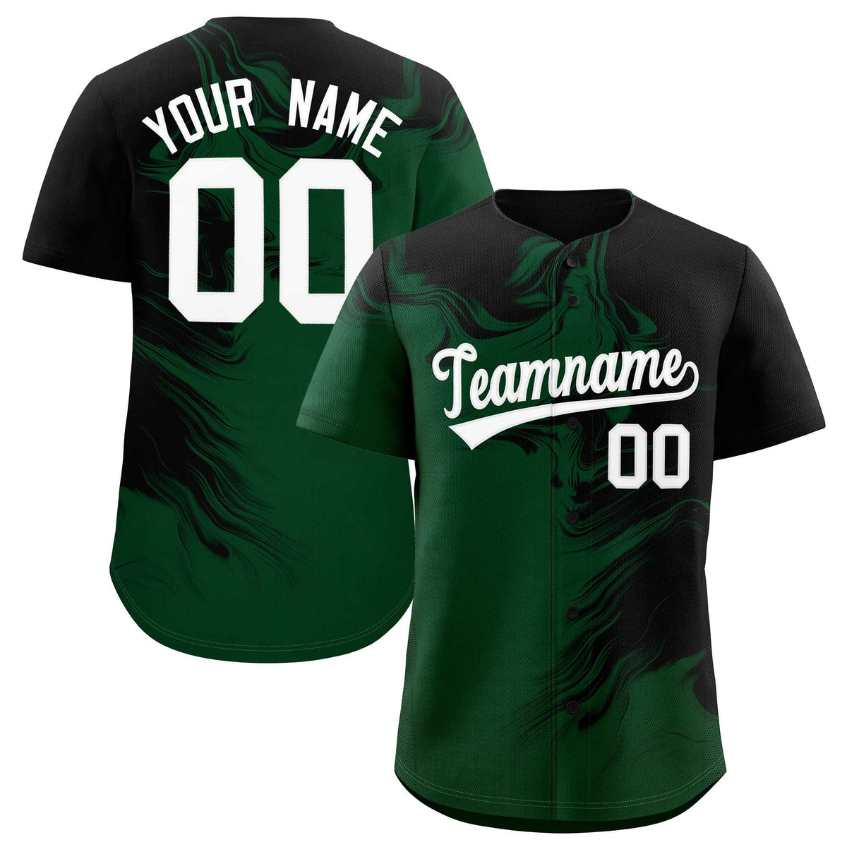 Custom Black Green Personalized Ink Pattern Authentic Baseball Jersey| KXKSHOP