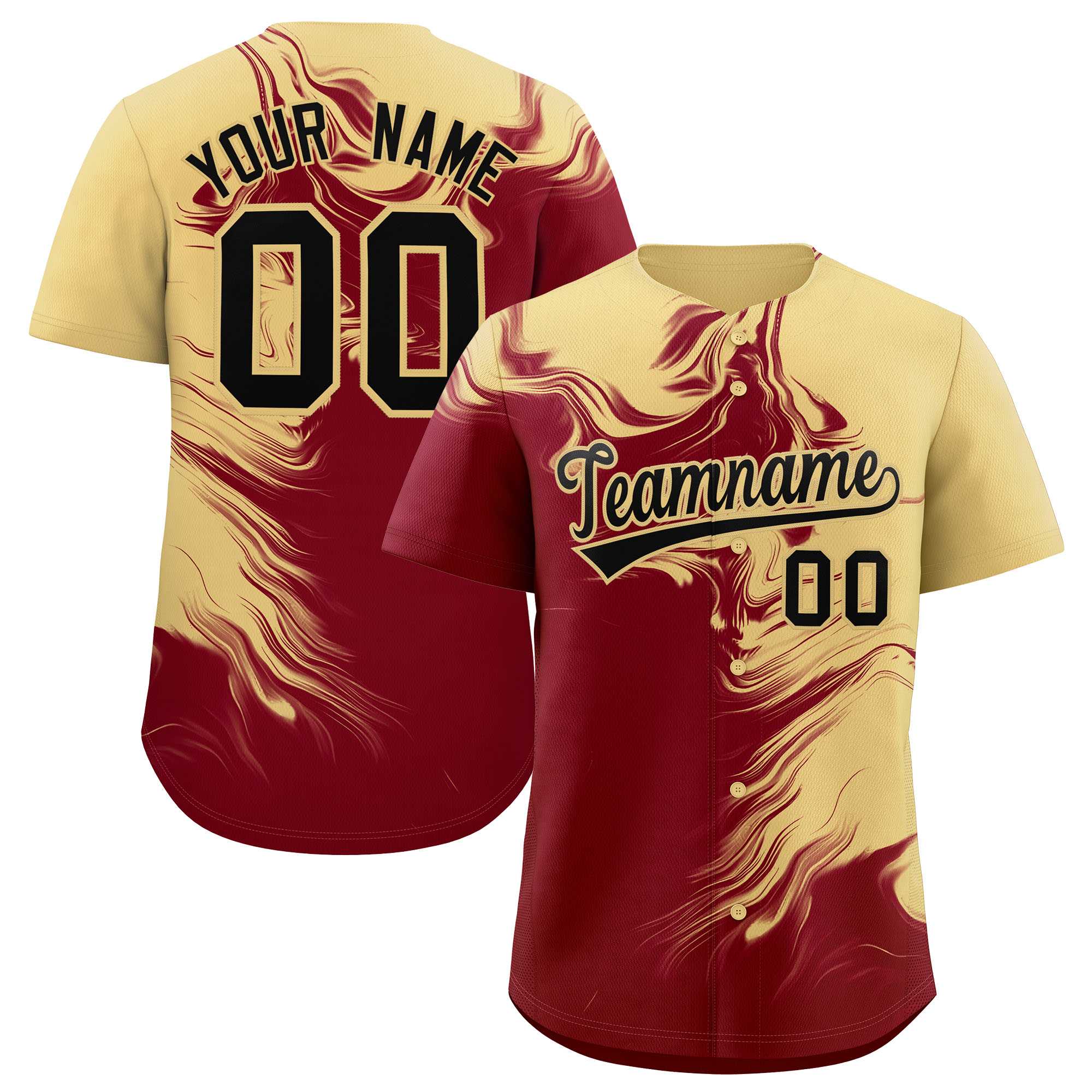 Custom Khaki Crimson Personalized Ink Pattern Authentic Baseball Jersey| KXKSHOP