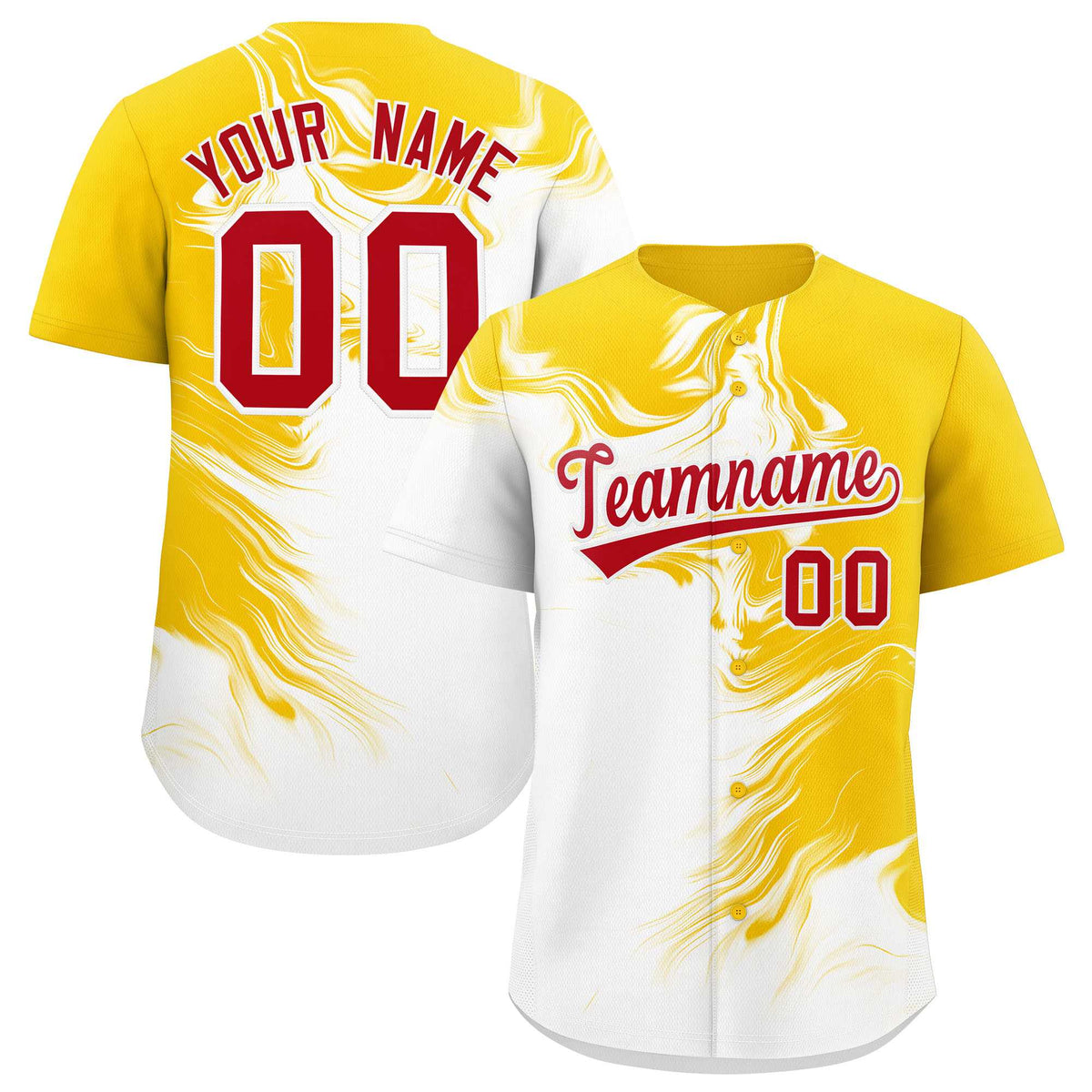 Custom Gold White Personalized Ink Pattern Authentic Baseball Jersey| KXKSHOP