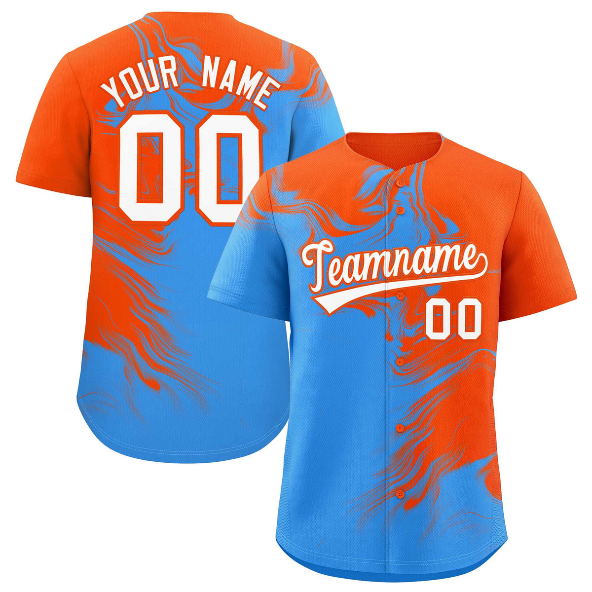 Custom Orange Powder Blue Personalized Ink Pattern Authentic Baseball Jersey| KXKSHOP