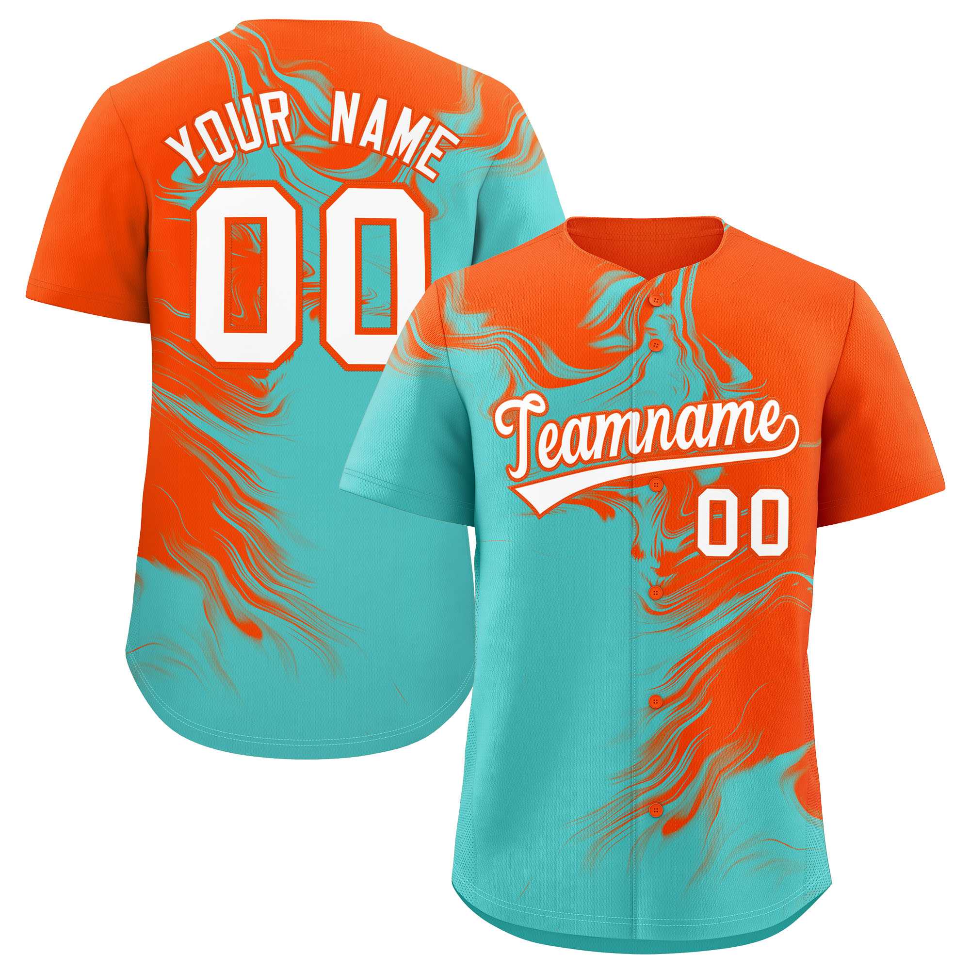 Custom Orange Bright Green Personalized Ink Pattern Authentic Baseball Jersey| KXKSHOP