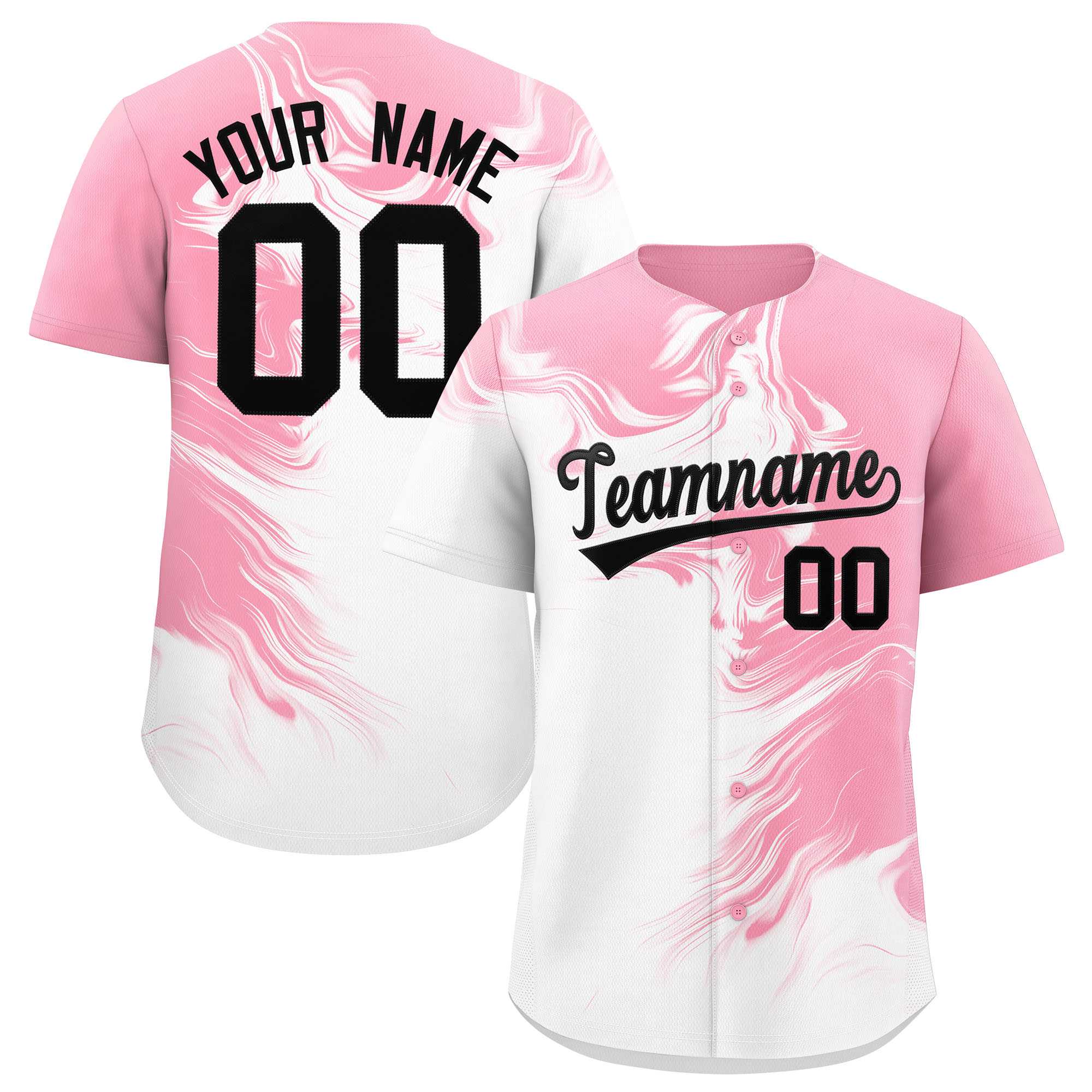 Custom Light Pink White Personalized Ink Pattern Authentic Baseball Jersey| KXKSHOP