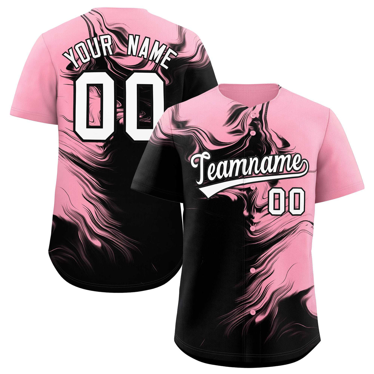 Custom Light Pink Black Personalized Ink Pattern Authentic Baseball Jersey| KXKSHOP