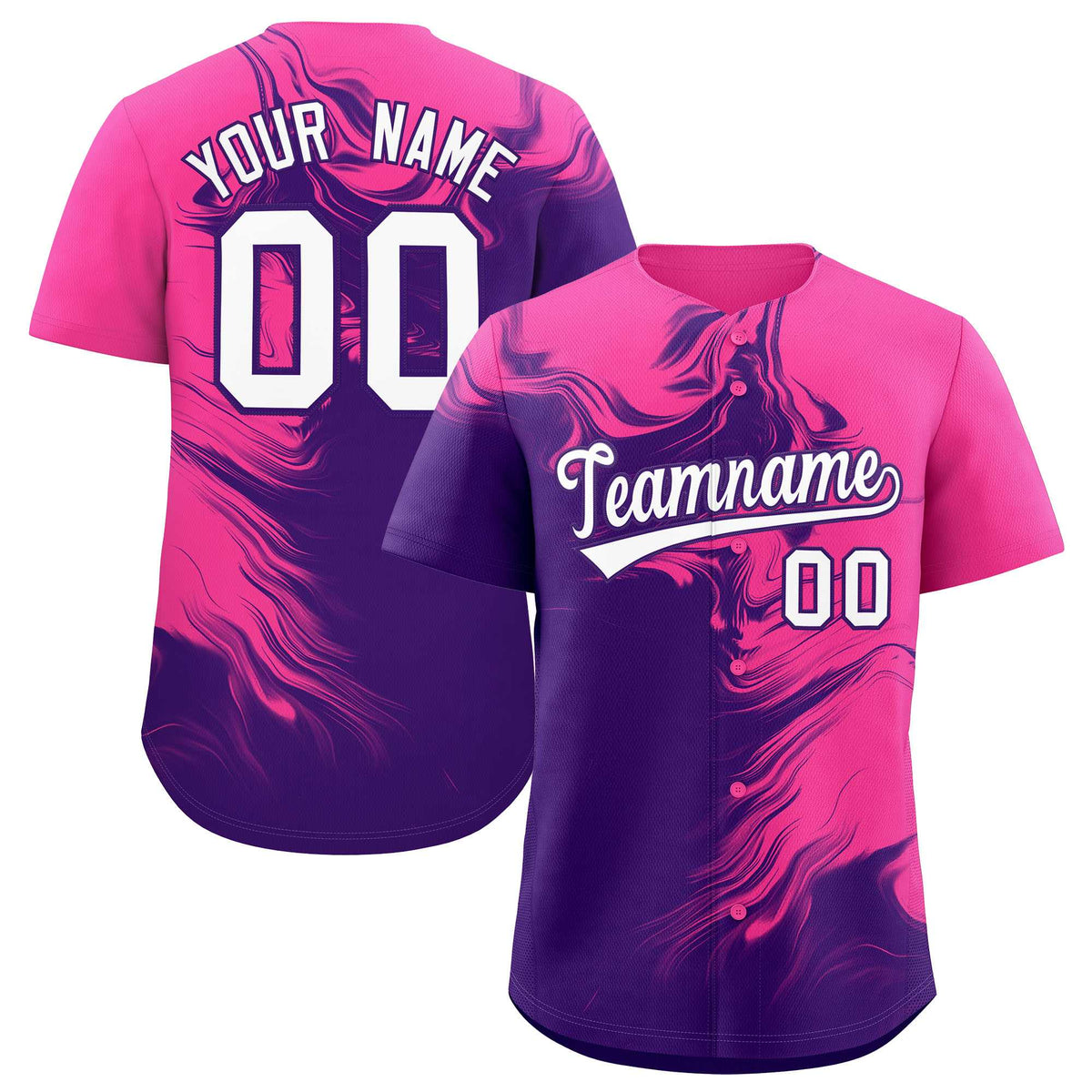 Custom Pink Purple Personalized Ink Pattern Authentic Baseball Jersey| KXKSHOP
