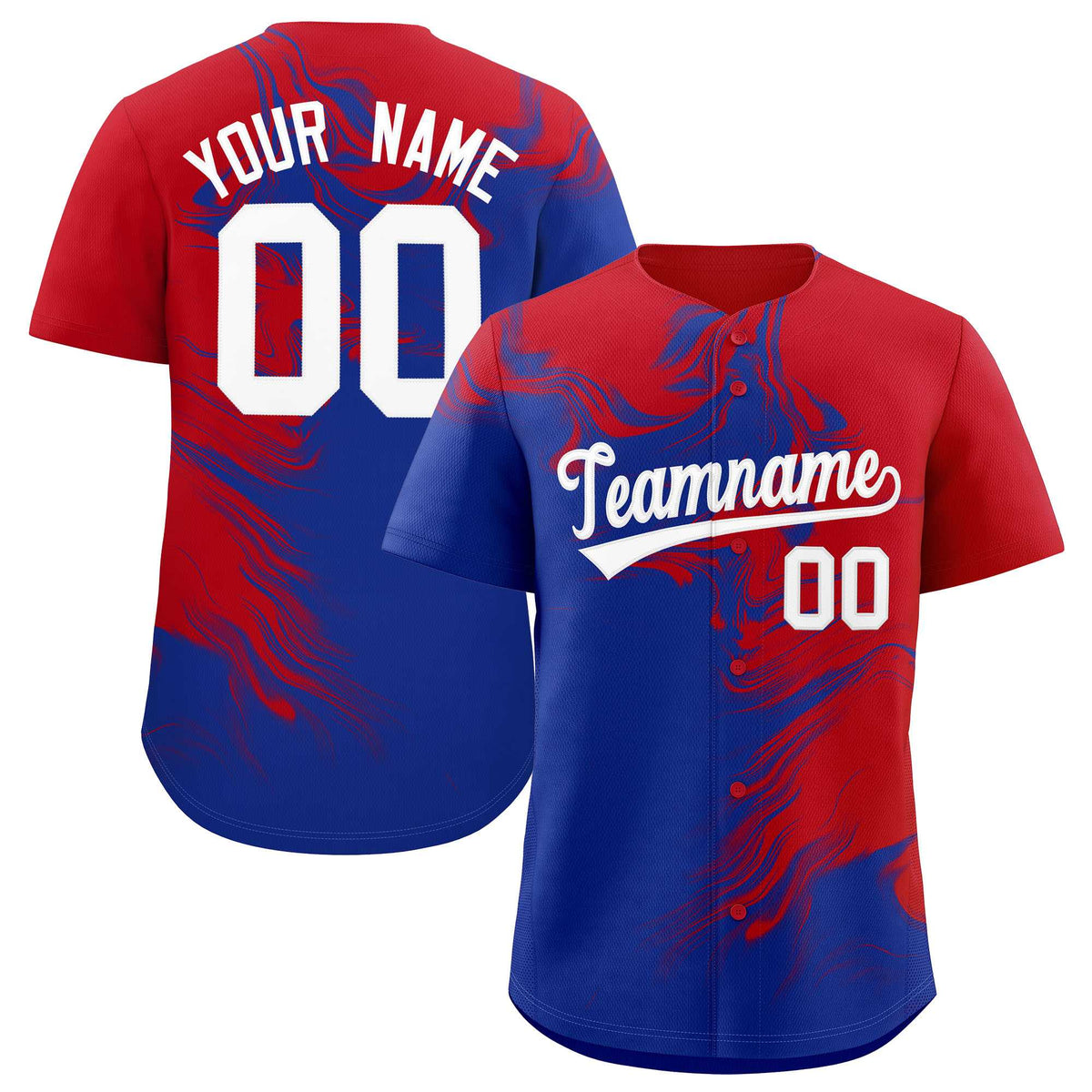 Custom Red Royal Personalized Ink Pattern Authentic Baseball Jersey| KXKSHOP