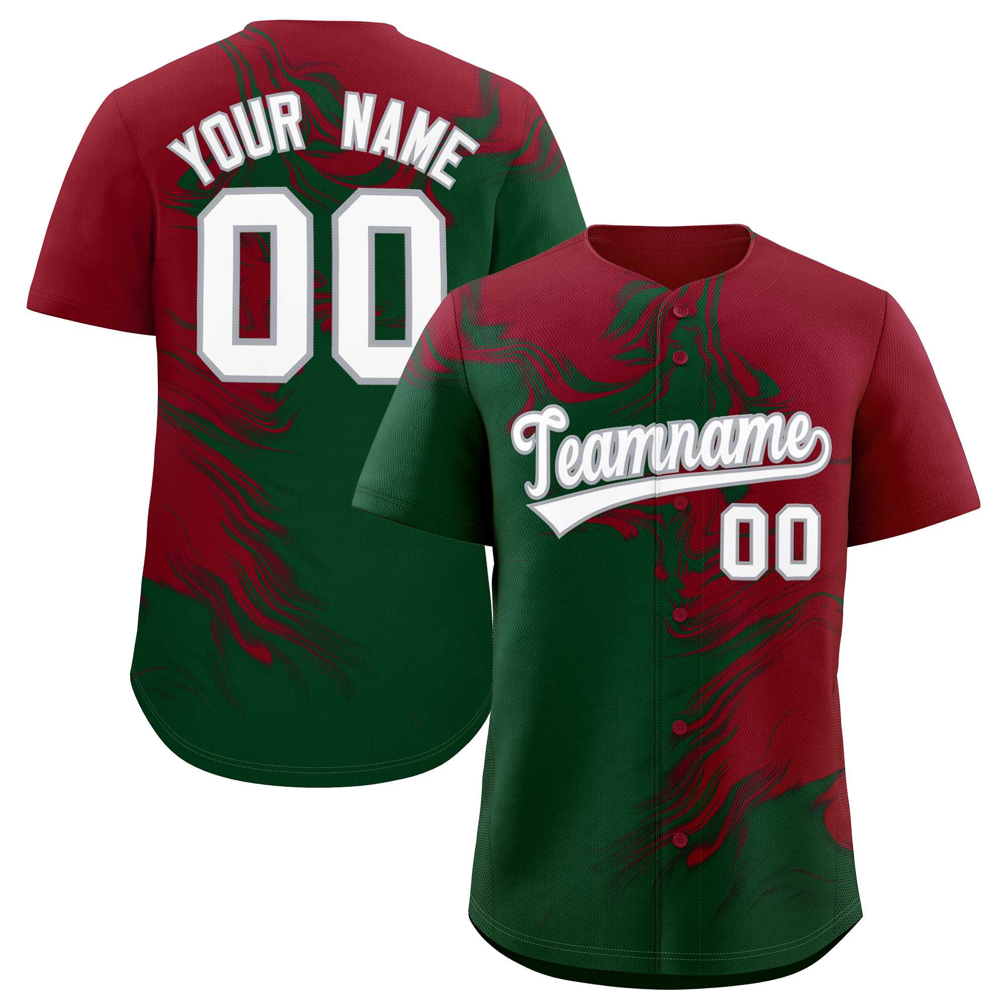 Custom Crimson Green Personalized Ink Pattern Authentic Baseball Jersey| KXKSHOP