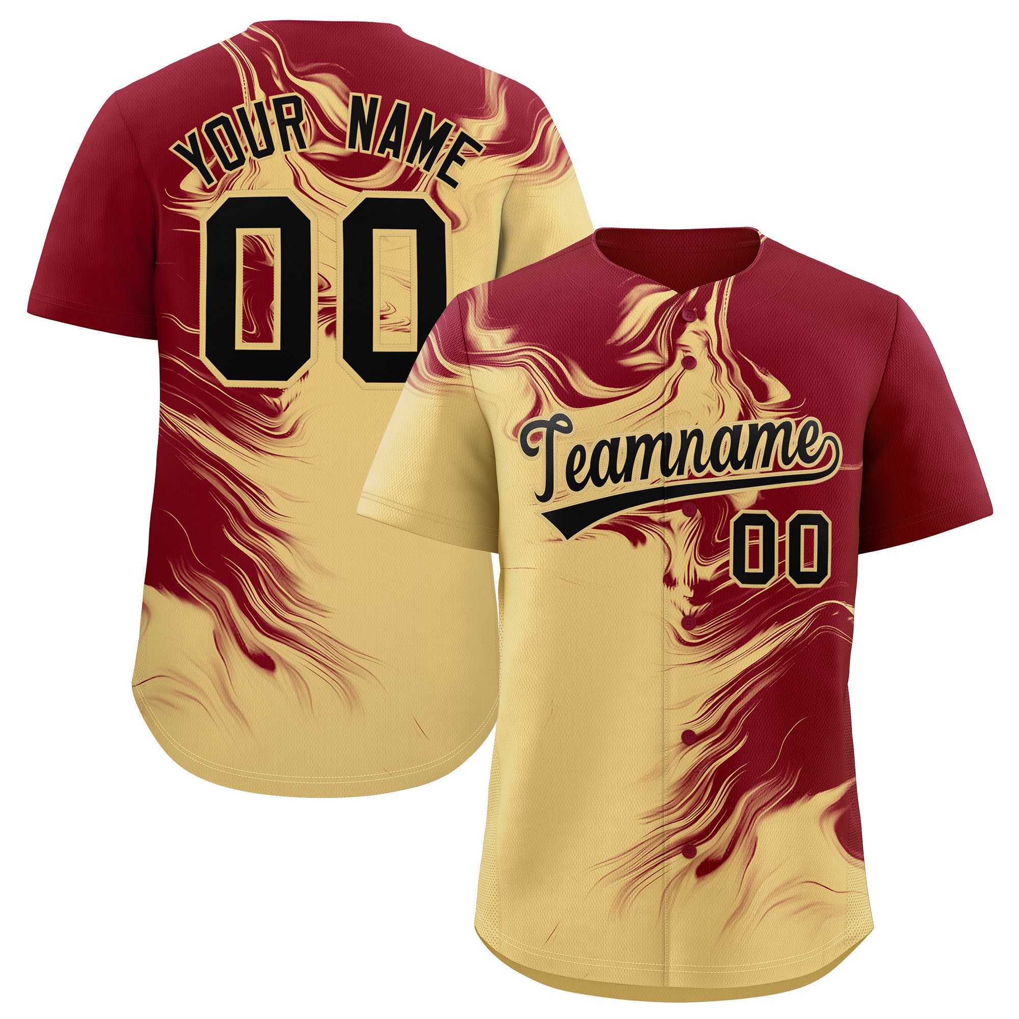 Custom Crimson Khaki Personalized Ink Pattern Authentic Baseball Jersey| KXKSHOP