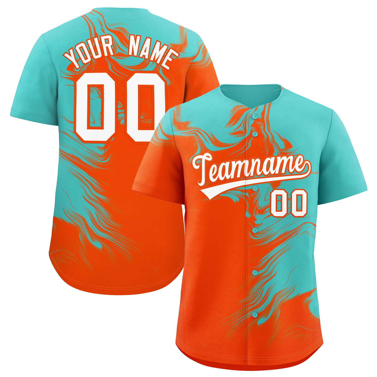 Custom Bright Green Orange Personalized Ink Pattern Authentic Baseball Jersey| KXKSHOP