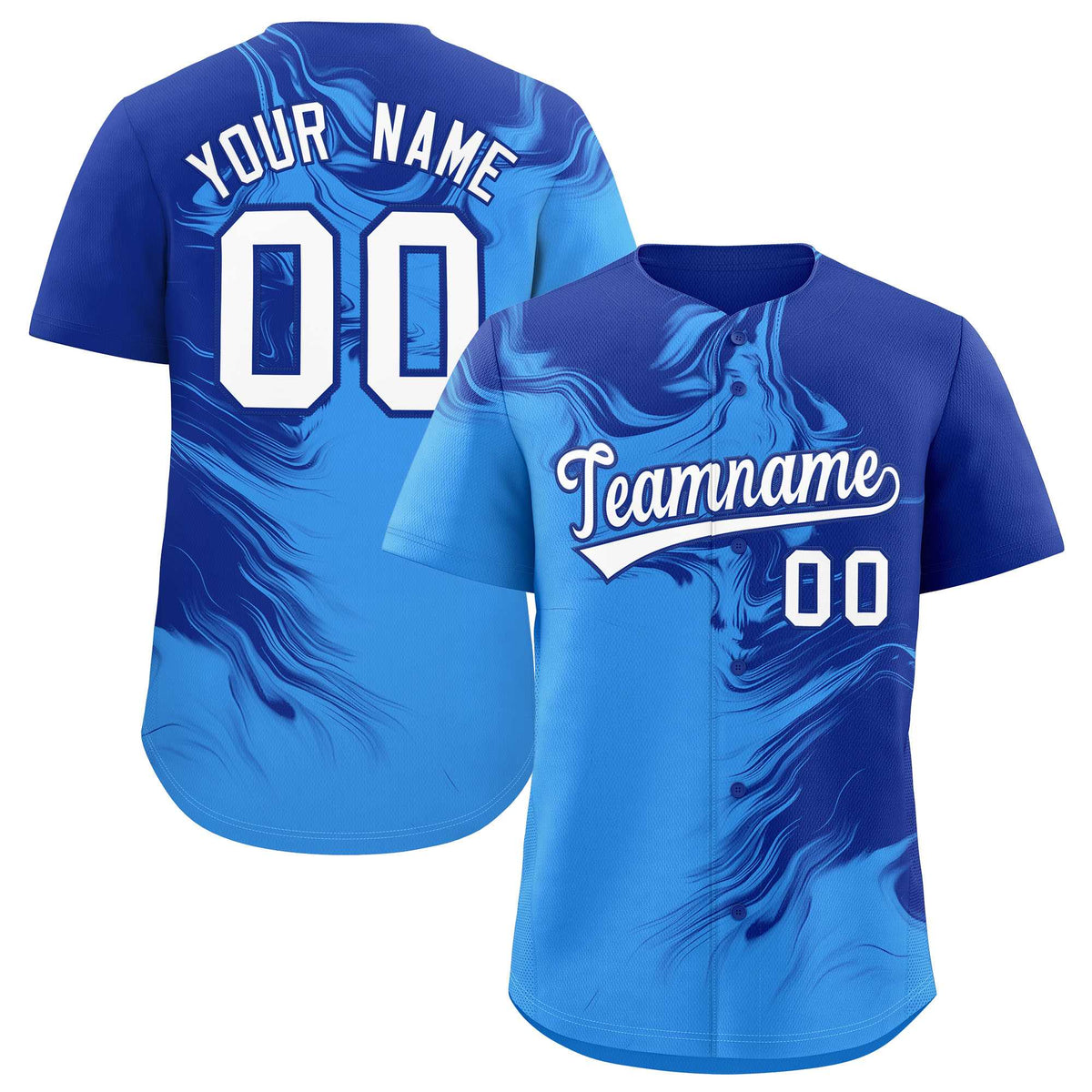 Custom Royal Powder Blue Personalized Ink Pattern Authentic Baseball Jersey| KXKSHOP
