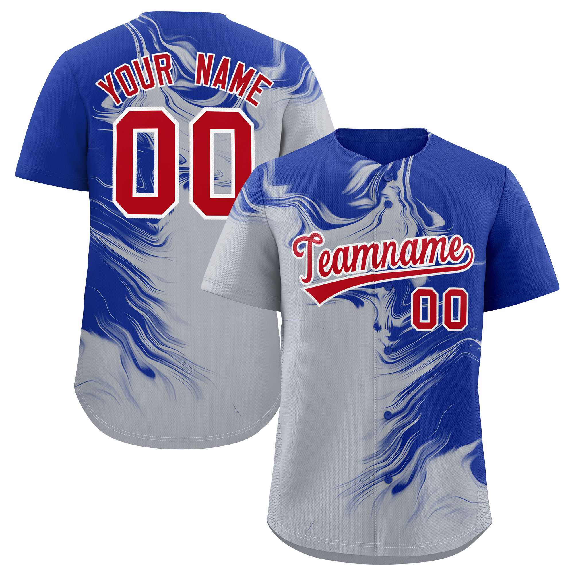 Custom Royal Gray Personalized Ink Pattern Authentic Baseball Jersey| KXKSHOP