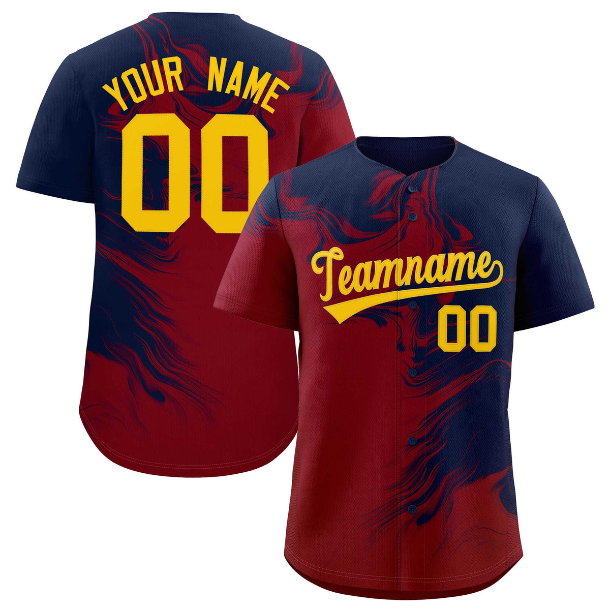 Custom Navy Crimson Personalized Ink Pattern Authentic Baseball Jersey| KXKSHOP