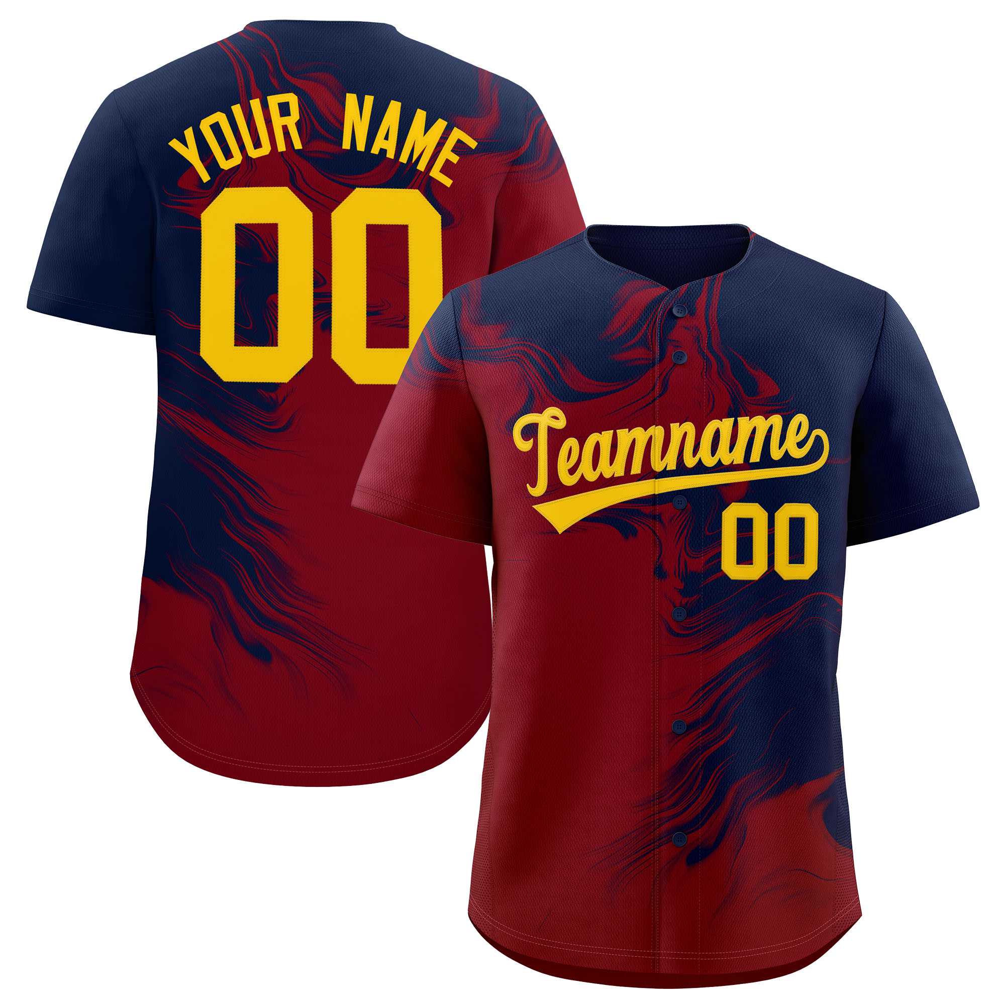 Custom Navy Crimson Personalized Ink Pattern Authentic Baseball Jersey| KXKSHOP